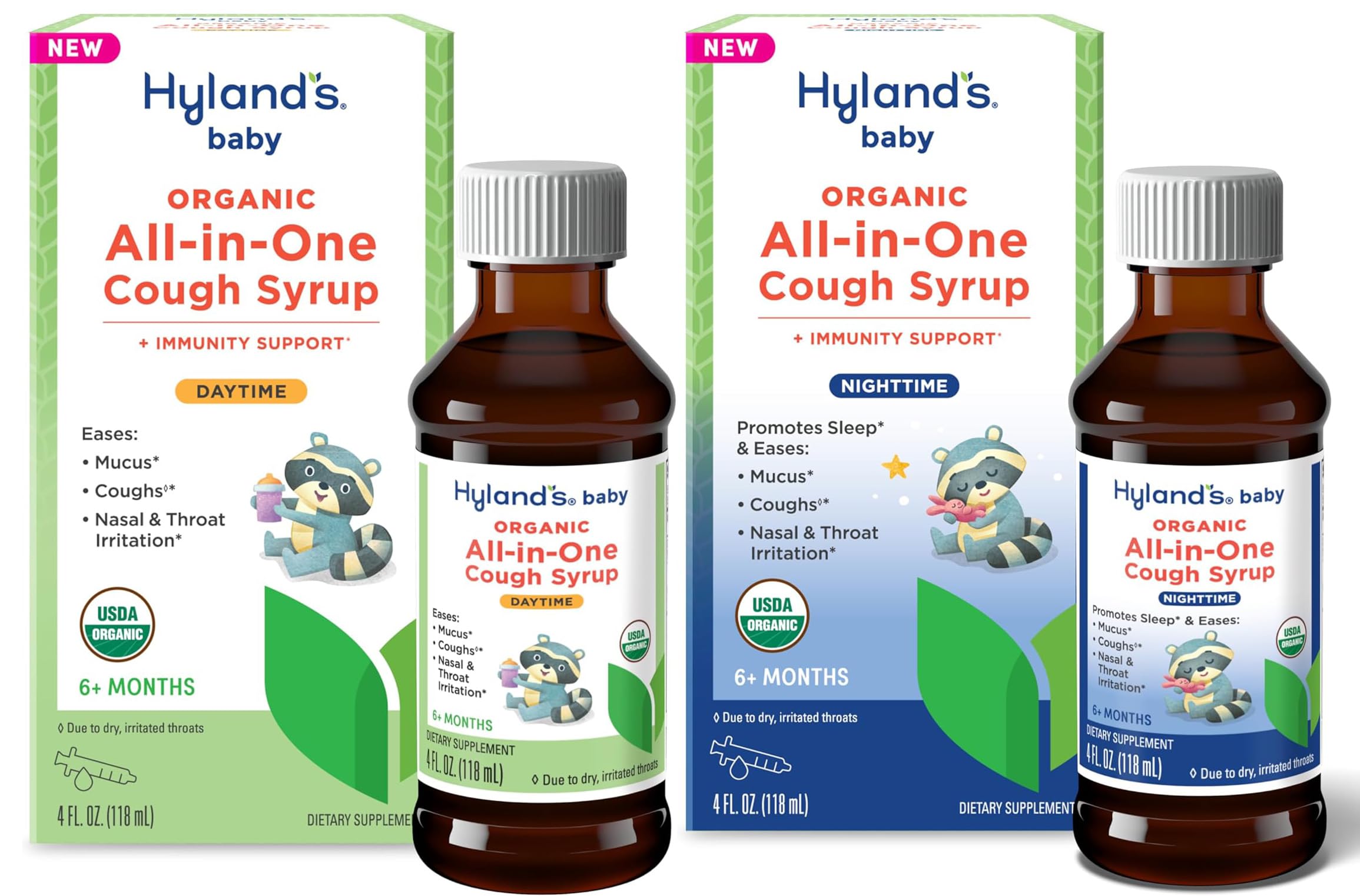 Bundle of Hyland's Baby Organic All in One Cough Syrup Daytime + Baby Organic All in One Cough Syrup Nighttime