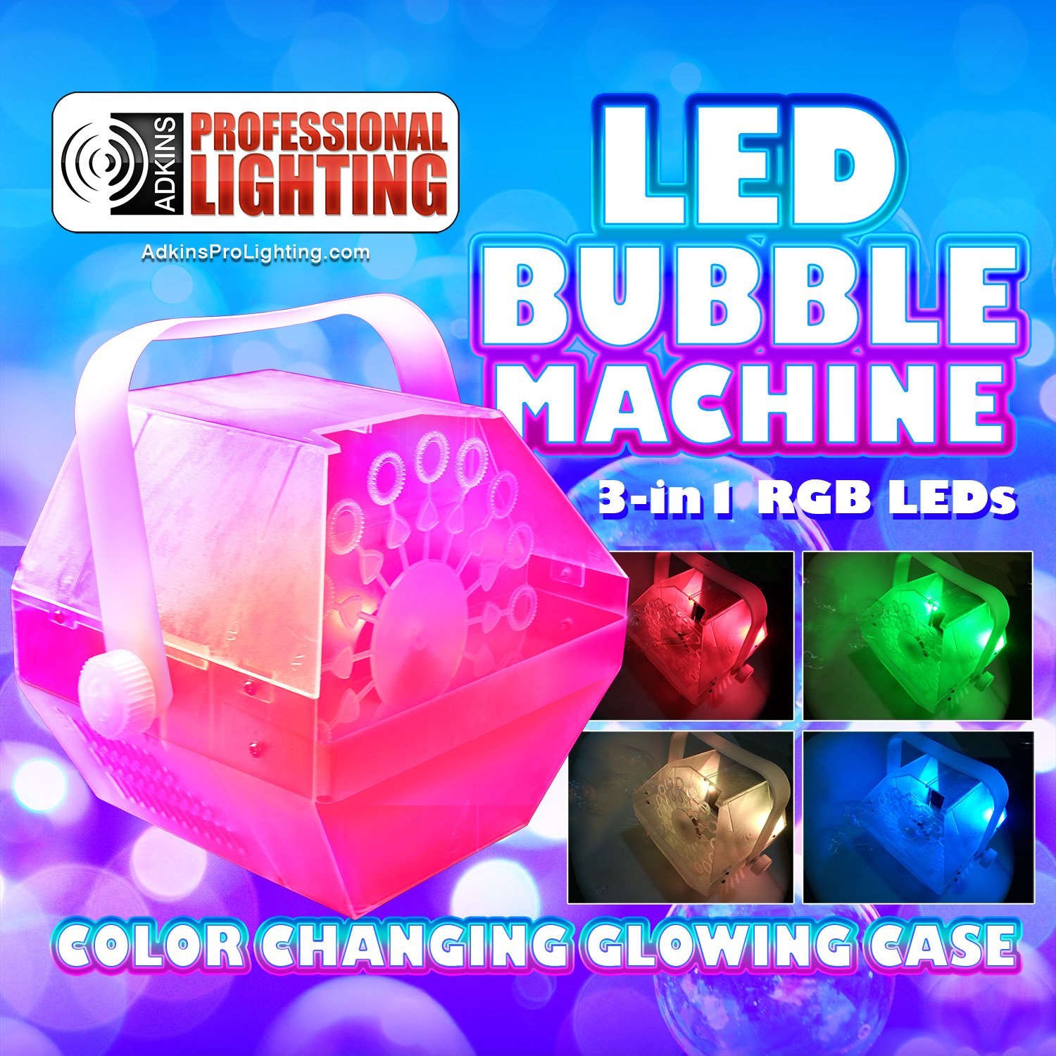 LED Bubble Machine - Lights Up Changing Colors to the Beat of the Music as it Makes Lots of Bubbles. Great for Birthday Parties.
