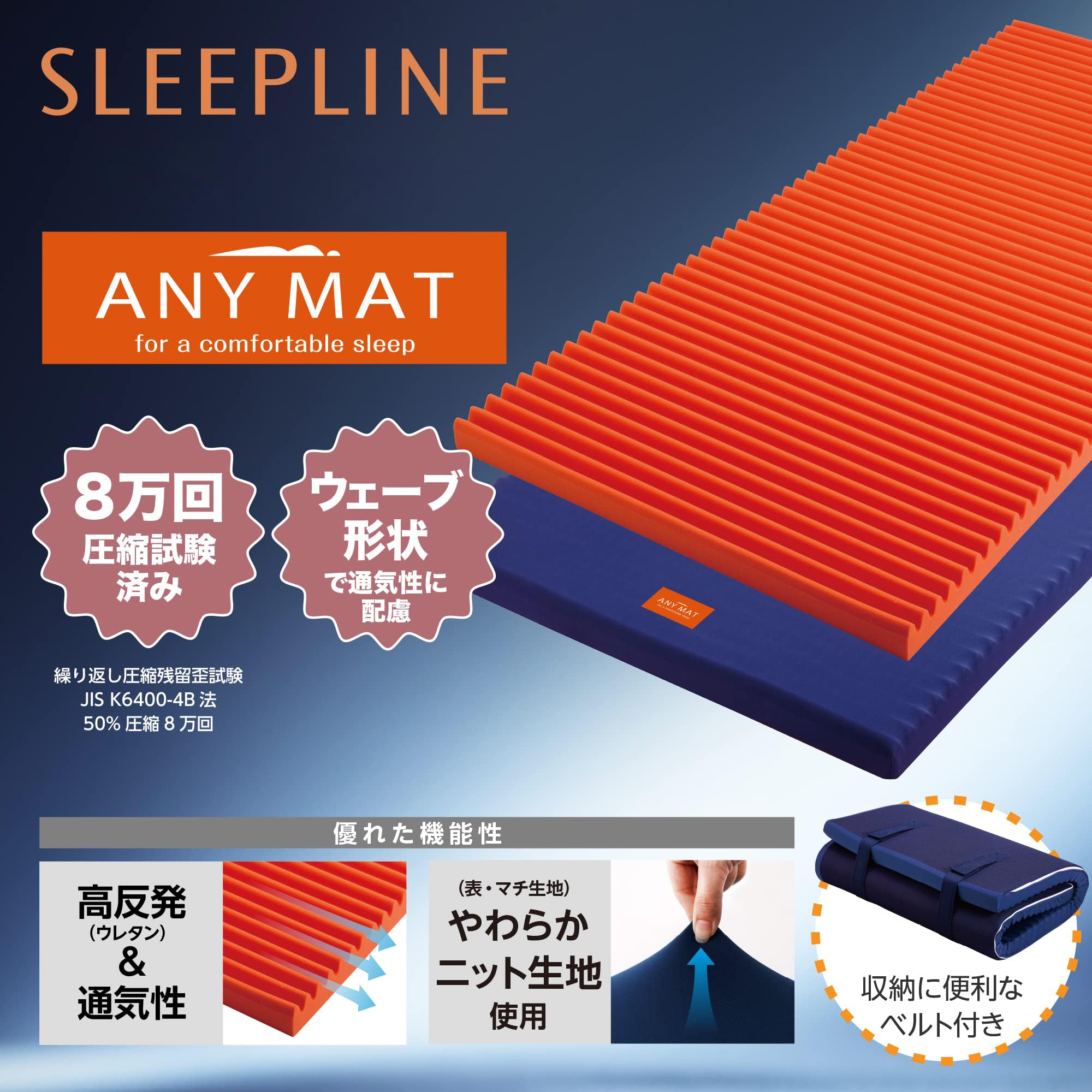 Amazon｜エニーマット マットレス シングル 高反発 ウェーブ構造 通気
