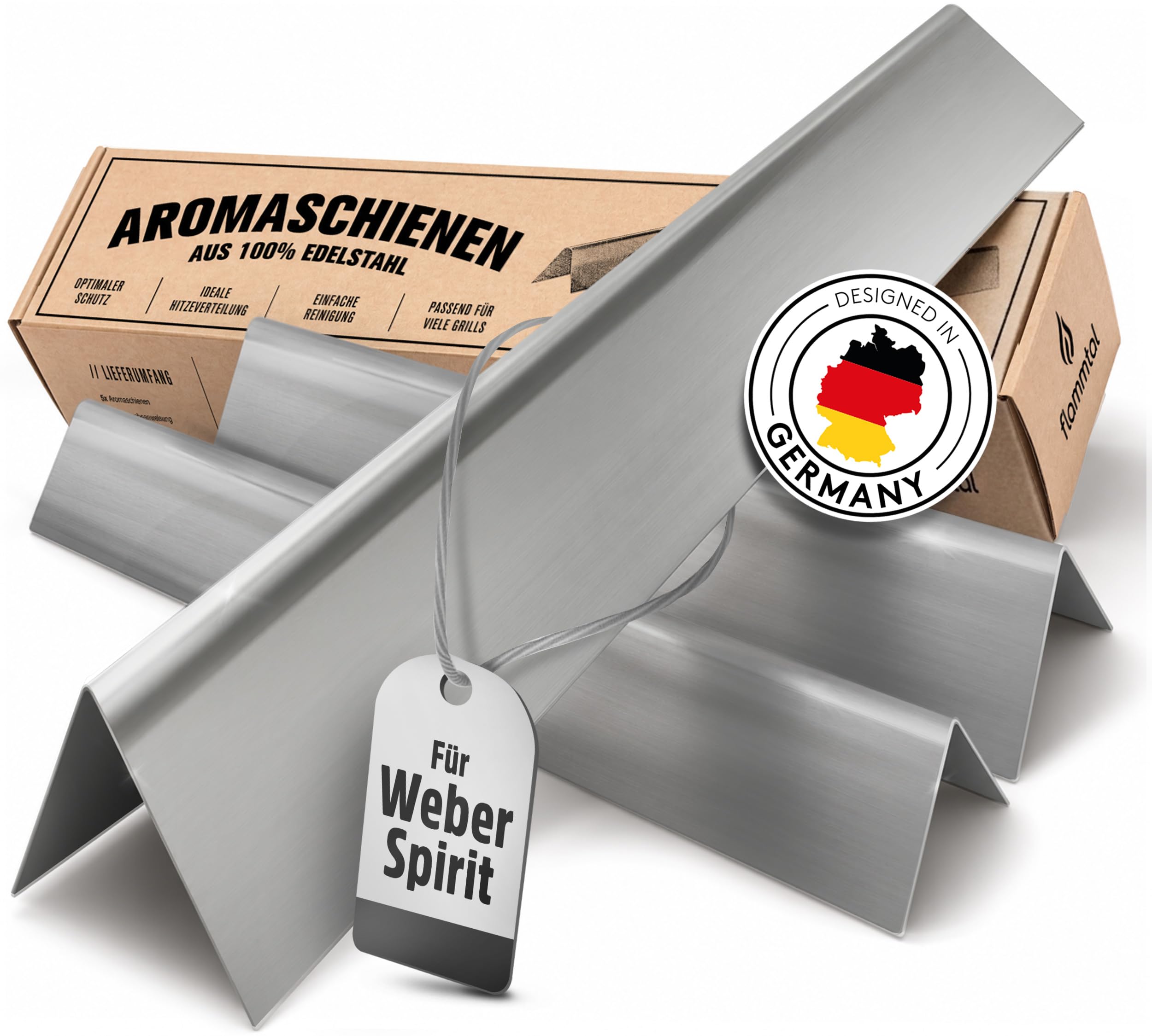 flammtal - Szyny zapachowe FLAVE [3 sztuki] - do Weber Spirit 7633 [210/220/E210/S210/E220/S220] - Wysokiej jakości pręty do Weber Spirit 320 od roku produkcji 2013 - stal nierdzewna