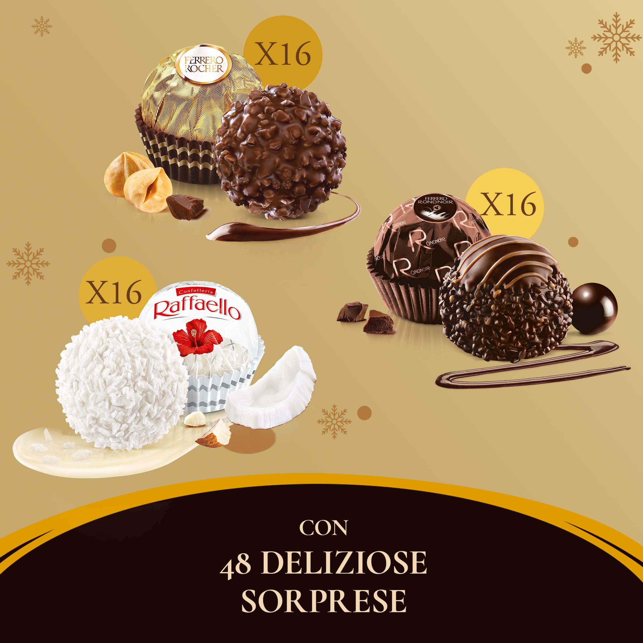 Ferrero Collection - 48 Specialità Assortite al Cioccolato, Racchiuse in una Elegante Scatola Natalizia, Idea Regalo Natale, Compleanno e Anniversario, Confezione da 518 gr