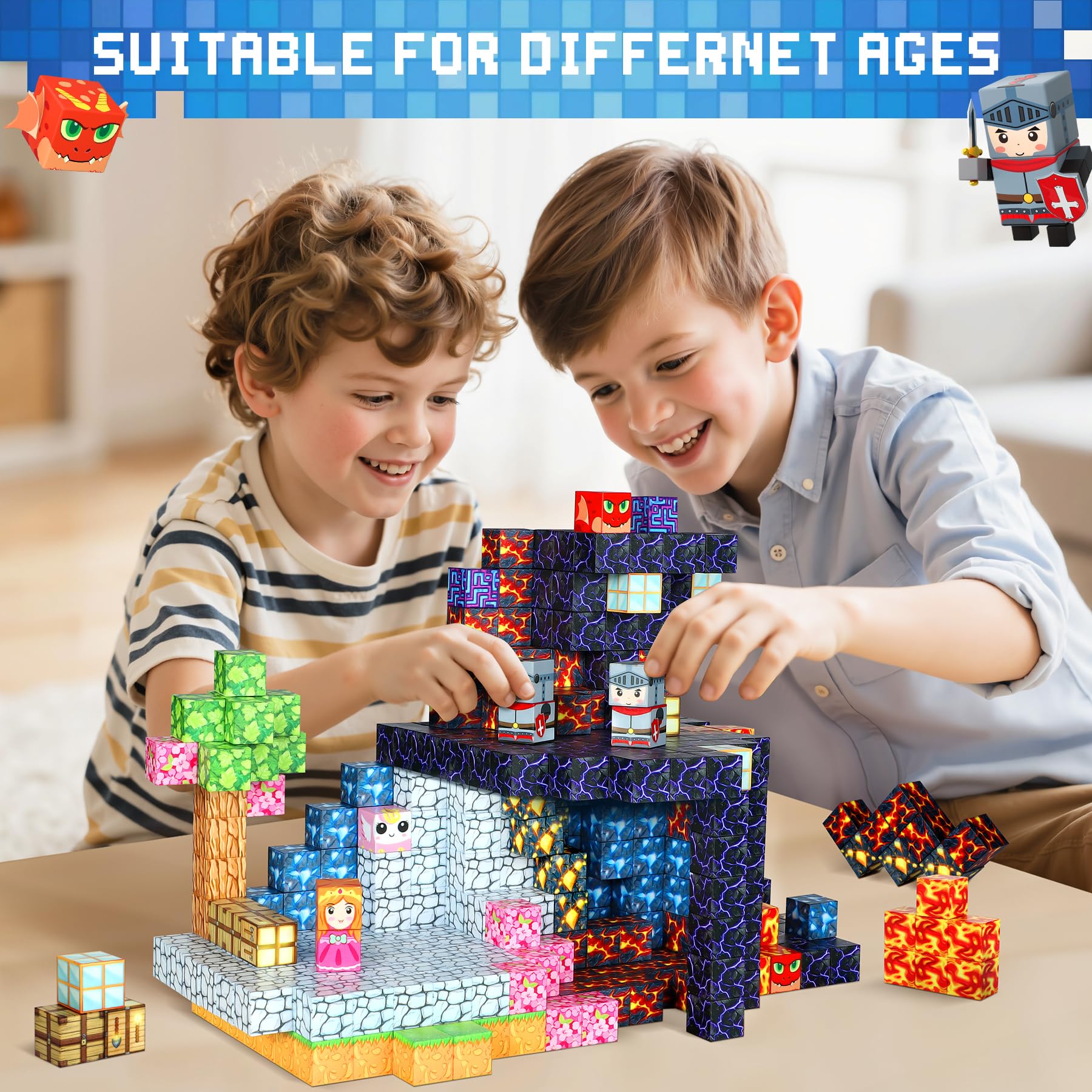 COOLJOYA Magnetische Bausteine, 150 Teile Magnetbausteine ab 4 Jahre, Ostern Geschenke Kinder, Magnetische Bauwelt Halloween Spielzeug Magnetblöcke für Kinder ab 3 4 5 6 7 8 9 Jahre Verstaubare