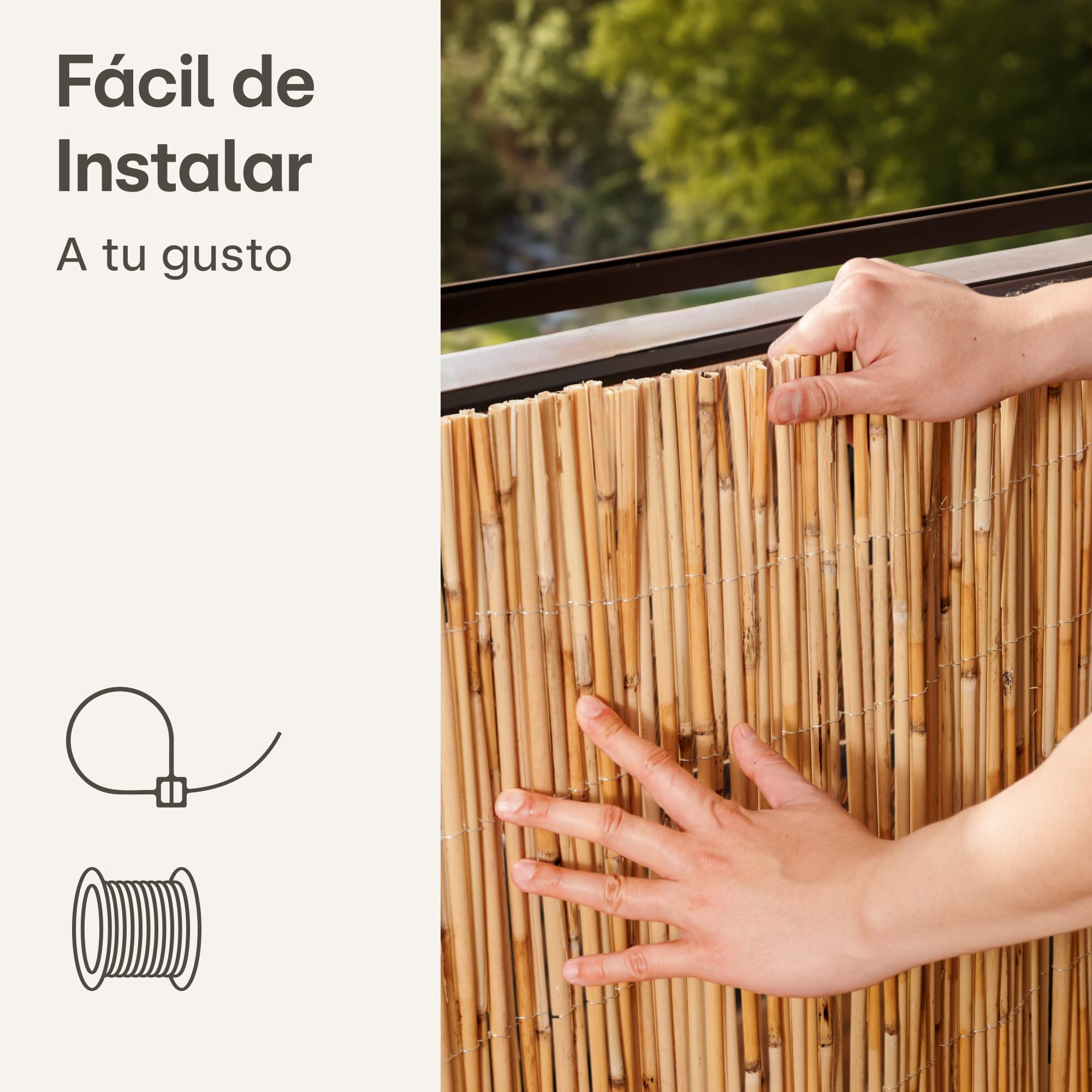 Praknu Cañizo Jardin Ocultacion 1x3 m- FSC® Certificado, Junco Natural - Versátil Uso en Interiores y Exteriores Balcones y Jardines - 100 x 300cm