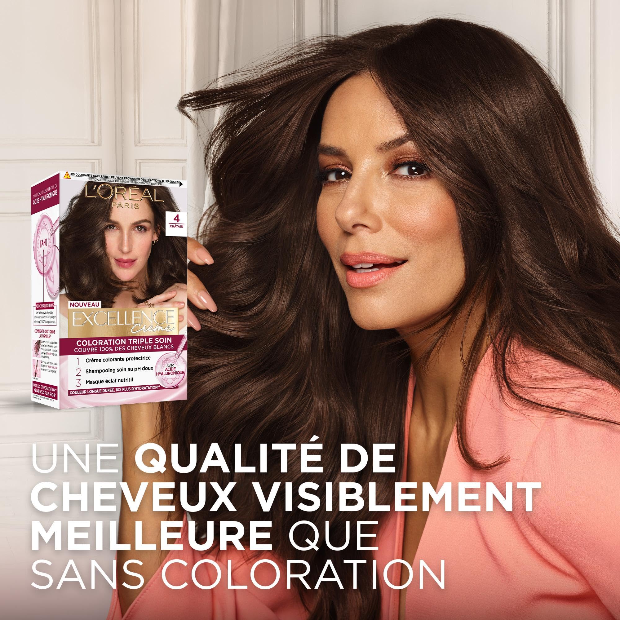 L’ORÉAL PARIS - Coloration Cheveux Permanente Triple Soin - Couvre 100% des Cheveux Blancs - Excellence Crème - Nuance : Châtain Clair Doré (5.3)