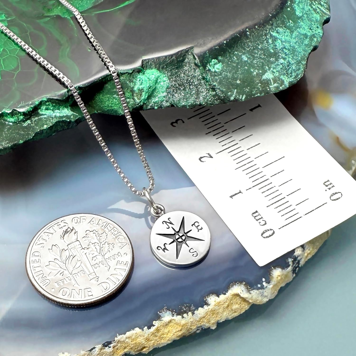 Sterling Silver Compass Necklace for Women, Small Compass Pendant Necklace Gift for Best Friend, Friendship Necklace, 2025 Graduation or Farewell Present, Long Distance Friend Gift - Image 4
