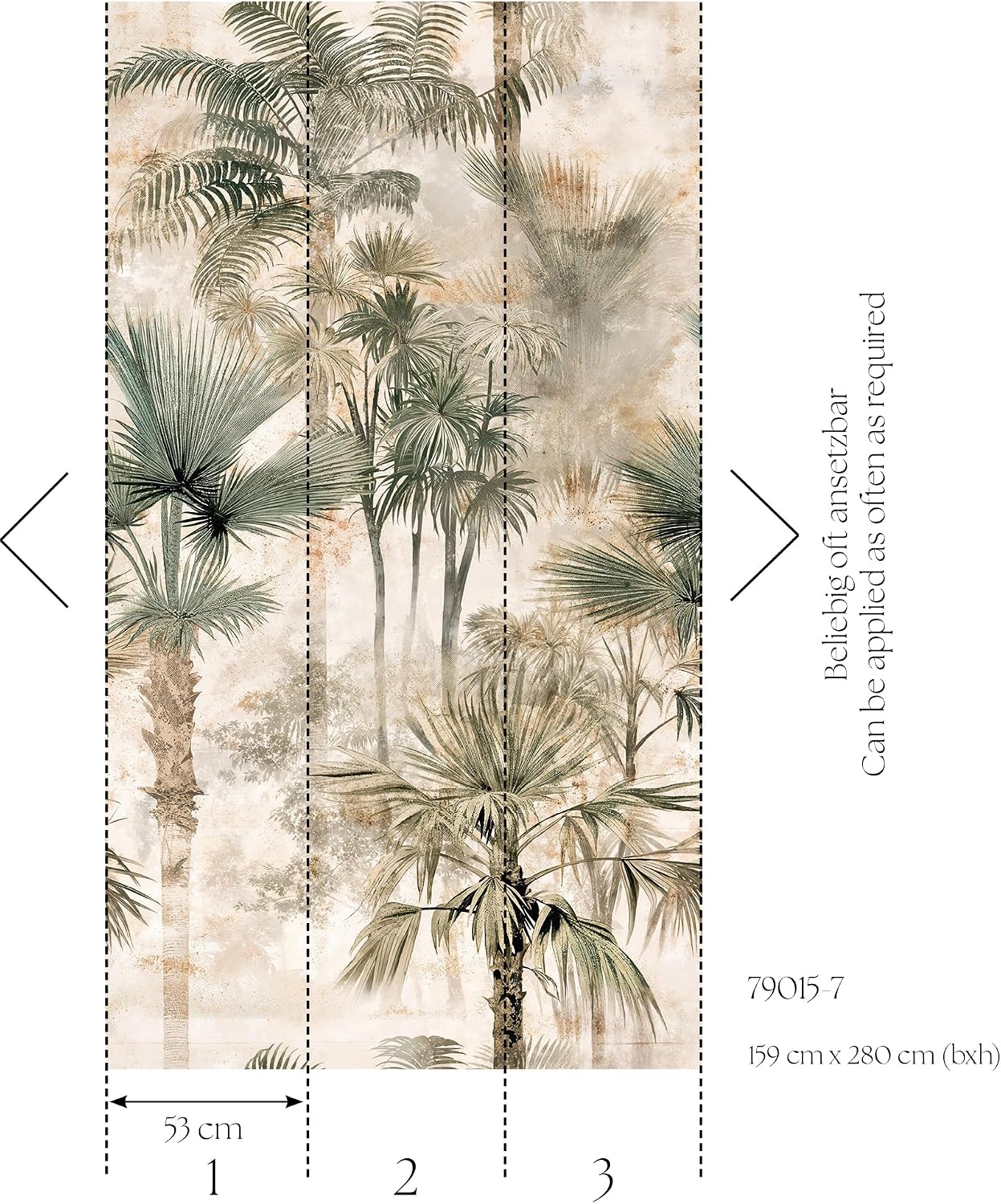 Livingwalls Hot Spots 790157 Photo Wallpaper Palm Trees 1.59 m x 2.80 m Beige Cream Green Floral Wallpaper