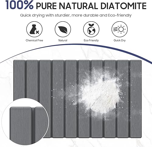 Miniatura 4 de Tapete de baño de piedra plegable de tierra de diatomeas, antideslizante, absorbente, tapete de piedra de ducha de secado rápido, fácil de limpiar