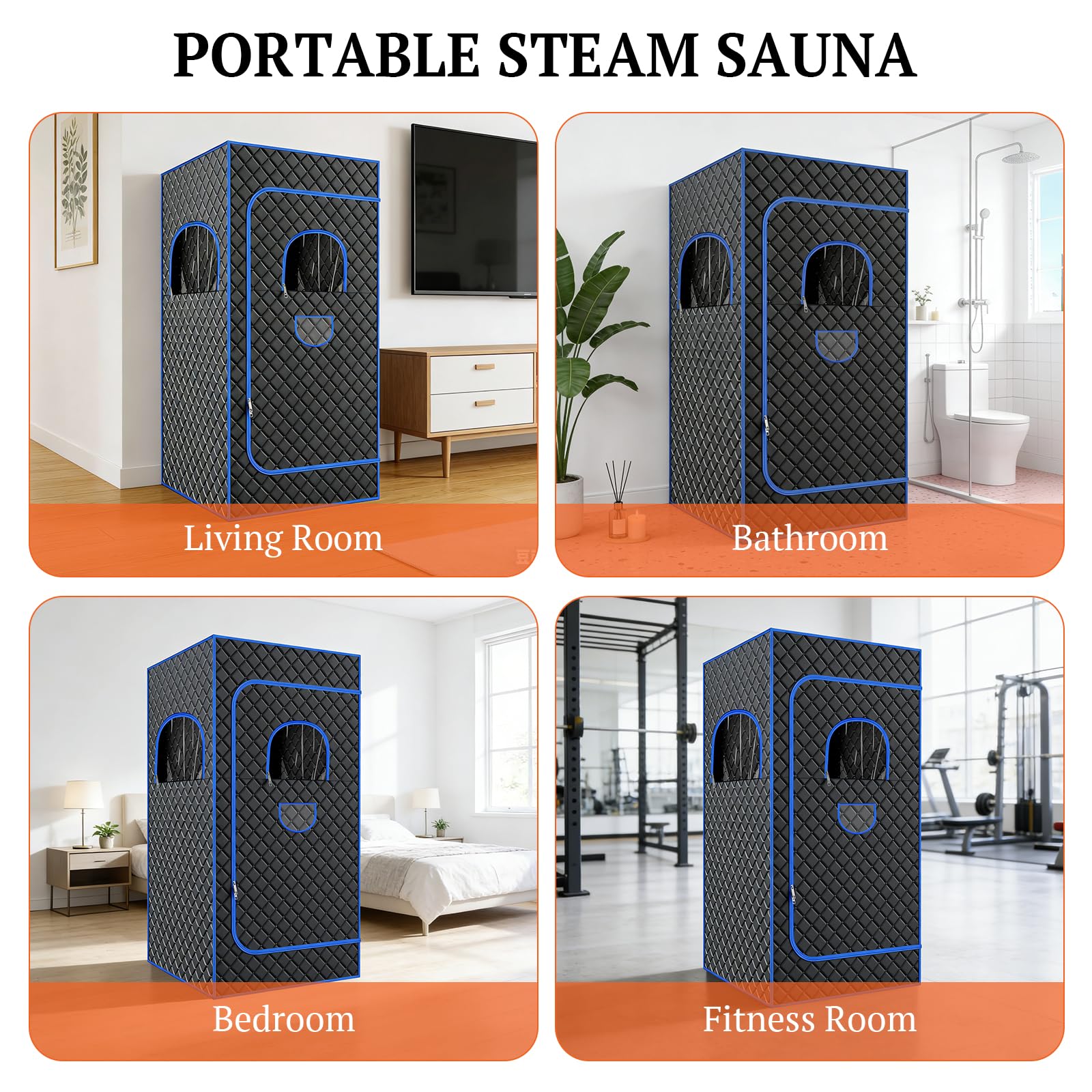 Sauna à Vapeur Portable, Sauna à Vapeur pour la Maison, Tente de Sauna Mobile, Cabine de Sauna Personnelle Pliable pour la Salle de Bain avec Générateur de Vapeur 3L, Sauna Portable avec Télécommande