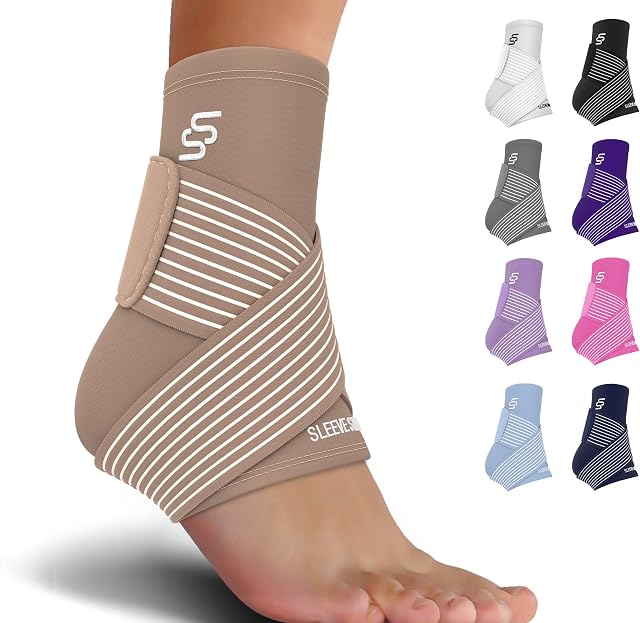 Sleeve Stars Ankle Support for Women and Men, Ankle Brace Achilles Tendonitis Foot & Plantar Fasciitis Support for Sprained Ankle w/ Strap, Heel Bandage Pain Relief, Ankle Tape & Wrap for Compression