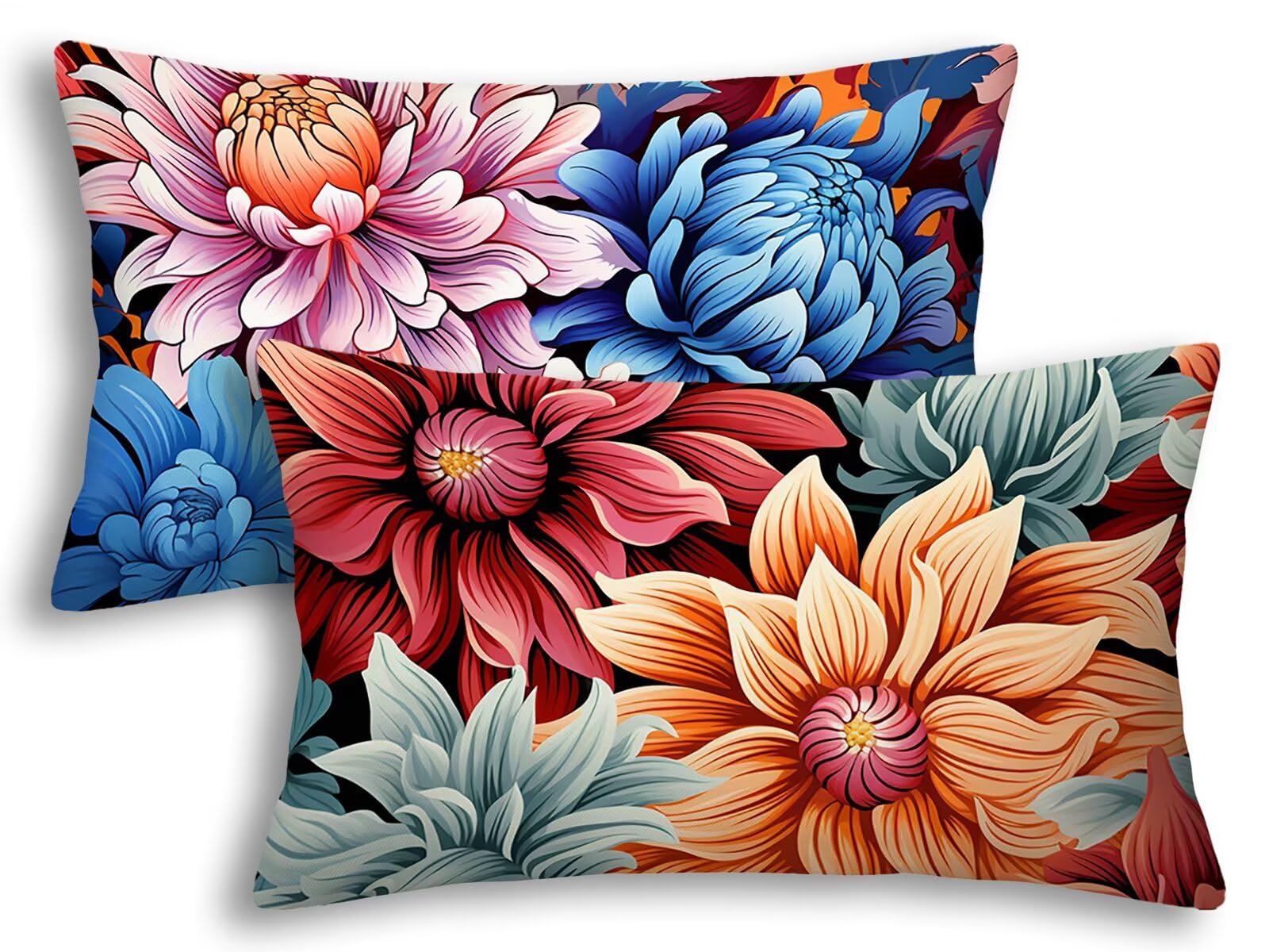 Fundas cojines exterior impermeables 40x80 flor lino juego de 2 fundas rectangulares decorativas