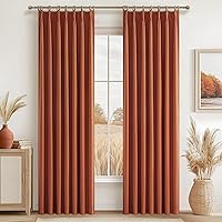 Vista 56 de Cortinas opacas térmicas 100% de 84 pulgadas de longitud, juego de 2 paneles para dormitorio, cortinas de ventana de lino con pinzas plegadas