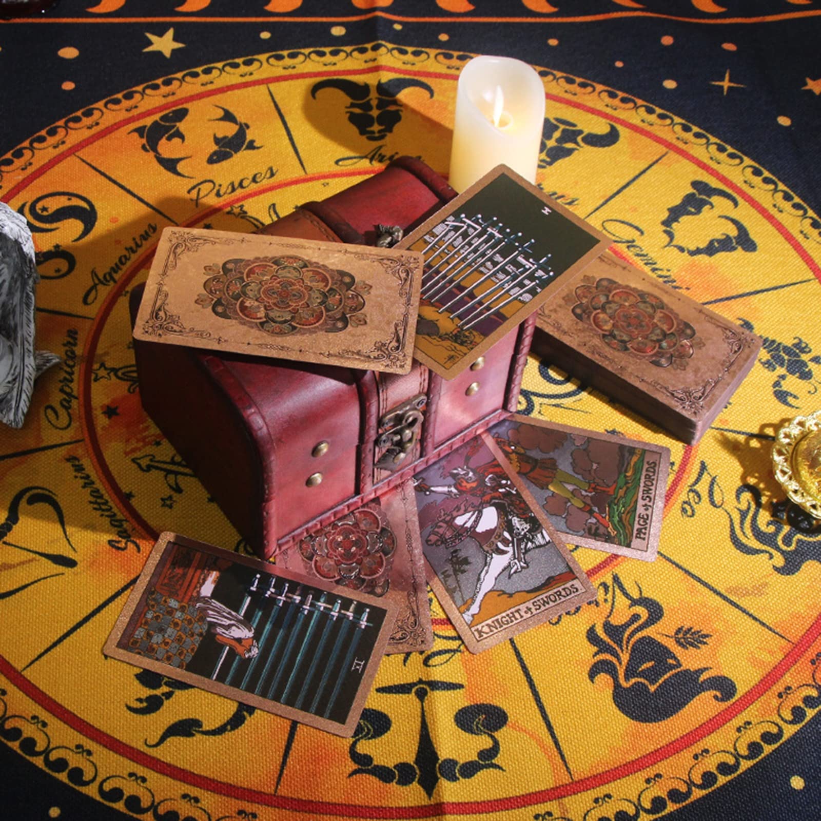 Jeu de cartes de tarot for débutants, jeu de cartes de tarot, jeu de tarot classique avec guide for débutants, cartes de tarot originales en PVC imperméable avec boîte for raconter l'avenir, jeu de di