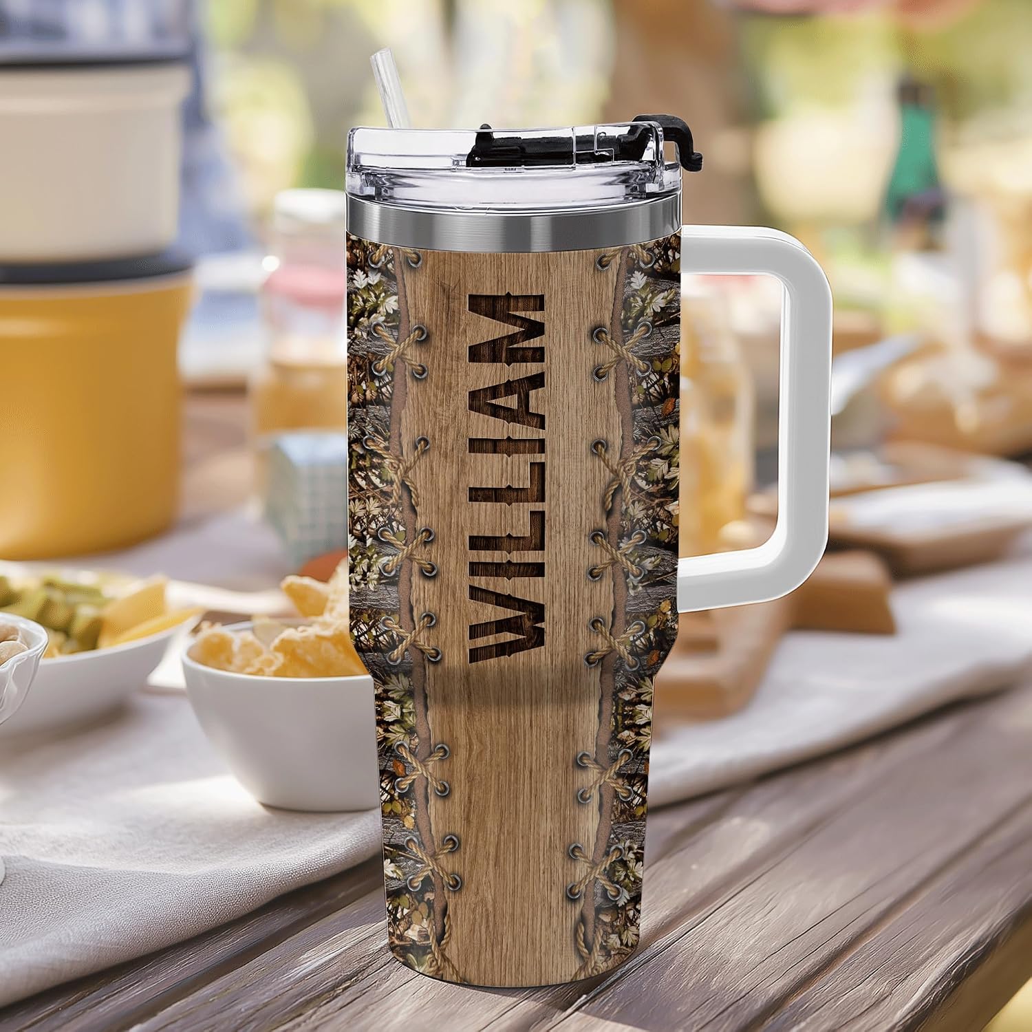 Hyturtle Personalized Hunting Gifts For Men-Deer Hunting Tumbler 40oz with Handle & Straw-Stainless Steel Travel Coffee Cup With Lid Gift For Dad Him Boy Husband-Birthday Christmas Gift For Hunters