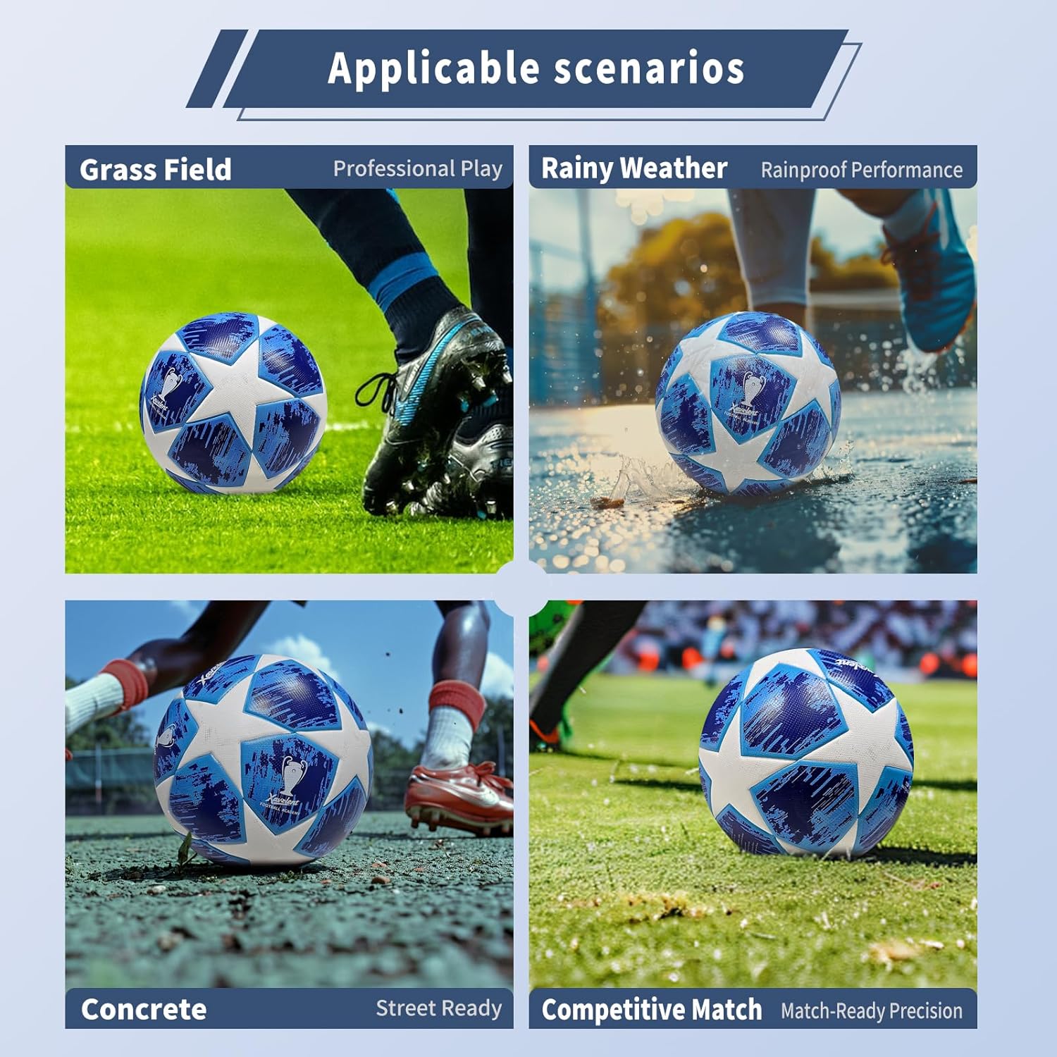 Professional Soccer Ball Size 5, Thermal Bonded Waterproof PU Match-Quality Training Ball with Pump - Image 3