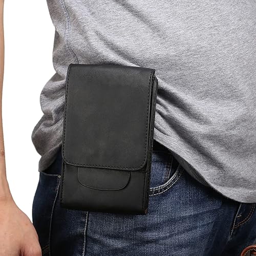 Riñonera de cuero para teléfono celular para hombre, clip para cinturón de teléfono celular, bolsa vertical pequeña para teléfono inteligente con