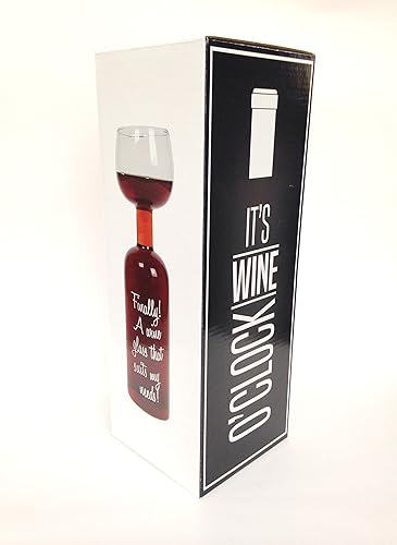 Miniatura 5 de It's Wine O'Clock - Regalo novedoso de vidrio en forma de botella de vino, se adapta a botellas enteras de 25.4 fl oz
