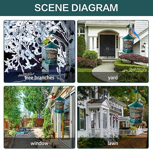 Miniatura 6 de CloudTrip Comedero para pájaros silvestres con base extraíble 2023 para exteriores, gran capacidad de 4 libras con diseño retráctil para colgar, 6