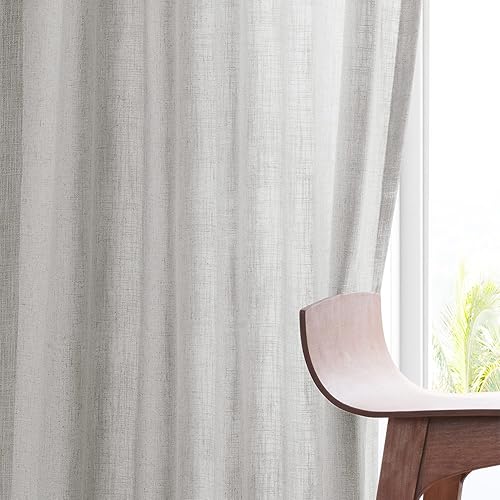 Miniatura 6 de HPD HALF PRICE DRAPES Cortinas belgas de lino sintético pesado, cortinas filtrantes de luz de 84 pulgadas de largo para sala de estar (1 panel), 50