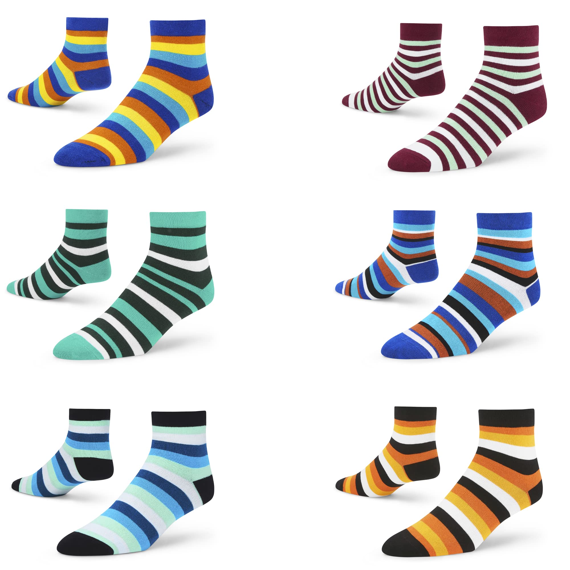 DYNAMOCKSMen's and Women's Combed Cotton Ankle Length Socks (Pack of 6) (Multicolour, Free Size)