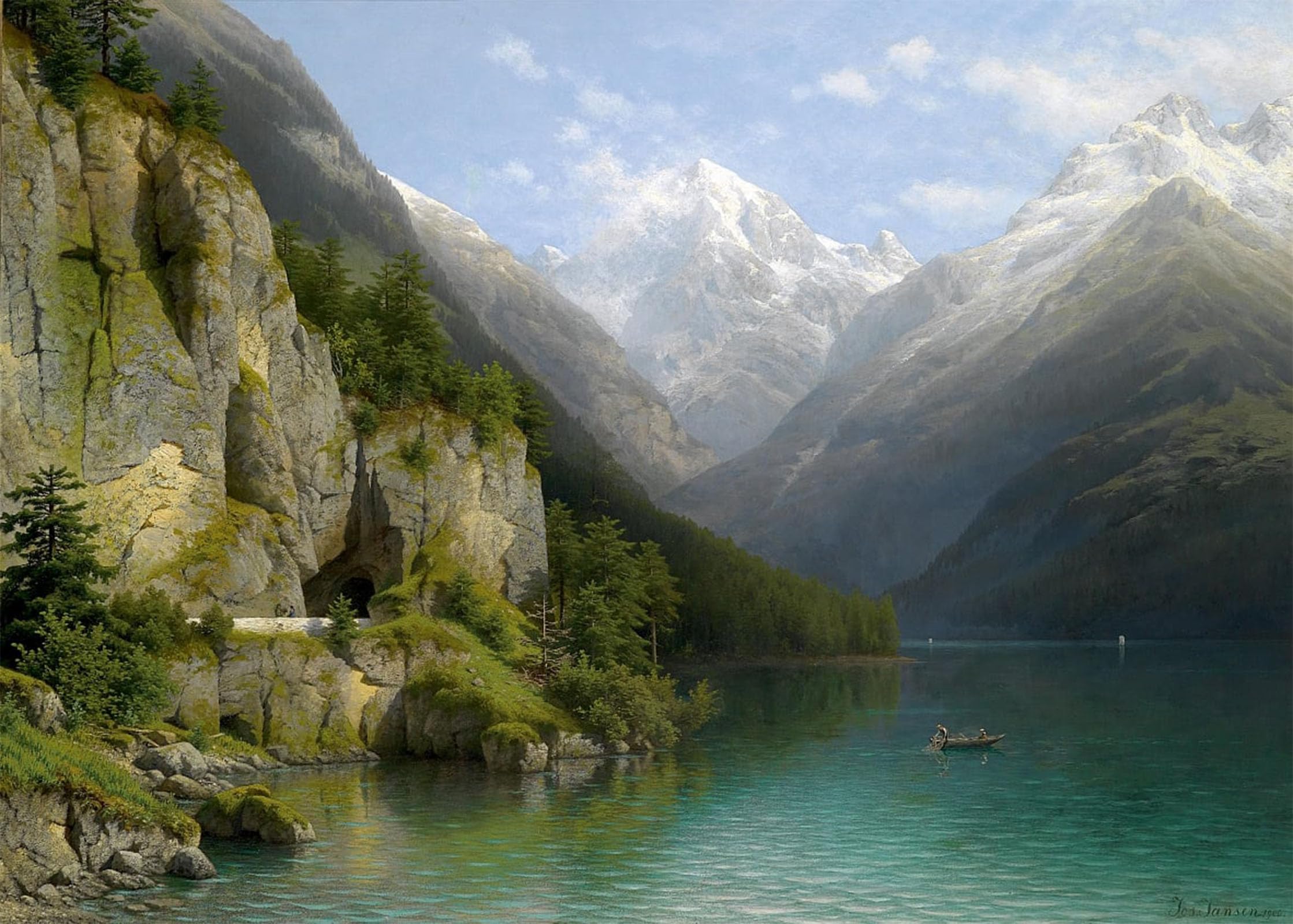 Artxlxxbn No Frame Famous Print Painting Colorful Art Print View Of Lake Lucerne By Jansen Canvas Art Decorations For Home Decor 60X90cm