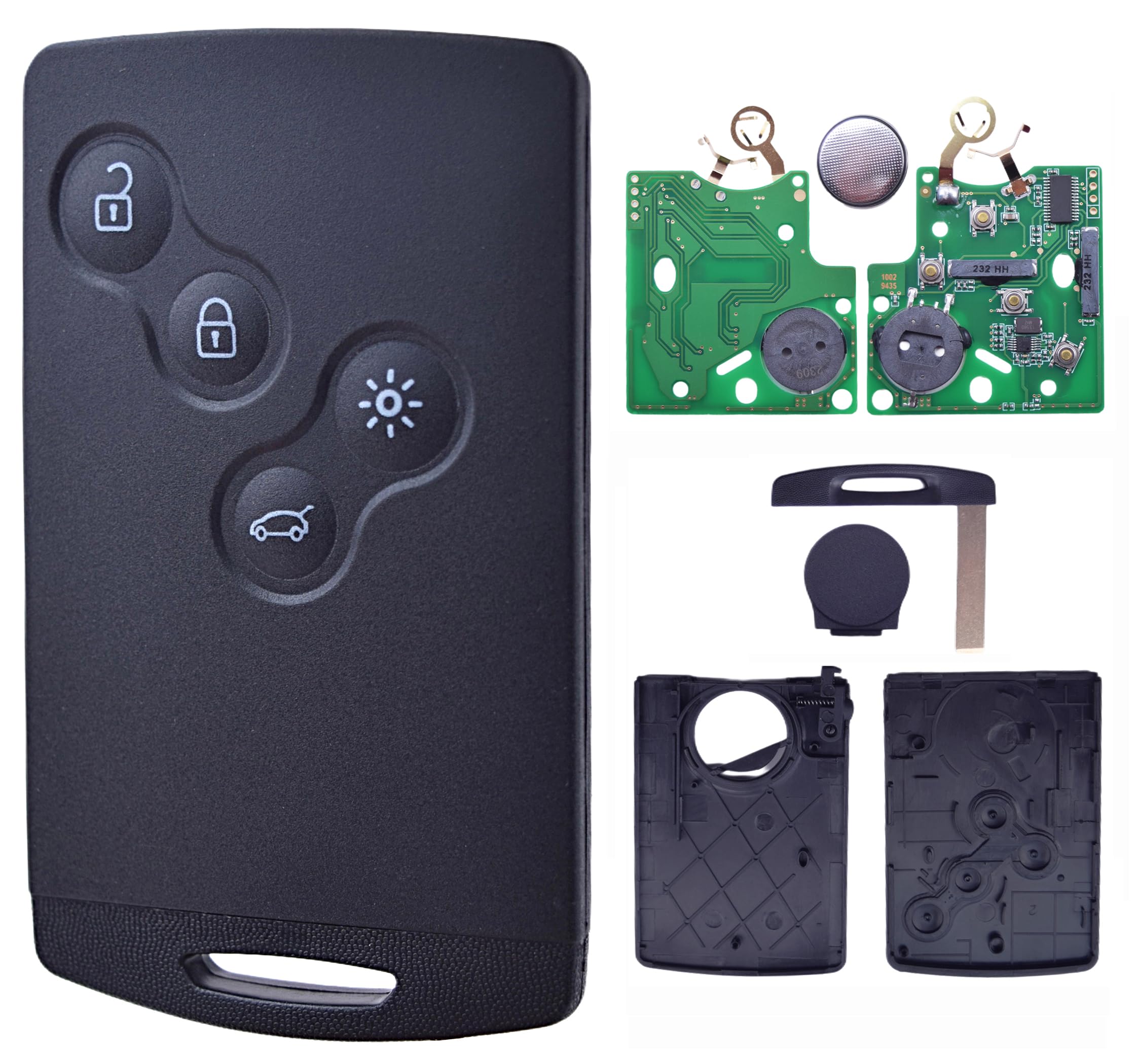 Clé Carte Complète Electronique à Programmer Compatible avec Renault Clio 4 (2009-2015) Captur (2013-2019) Puce 433MHz PCF7953/4A