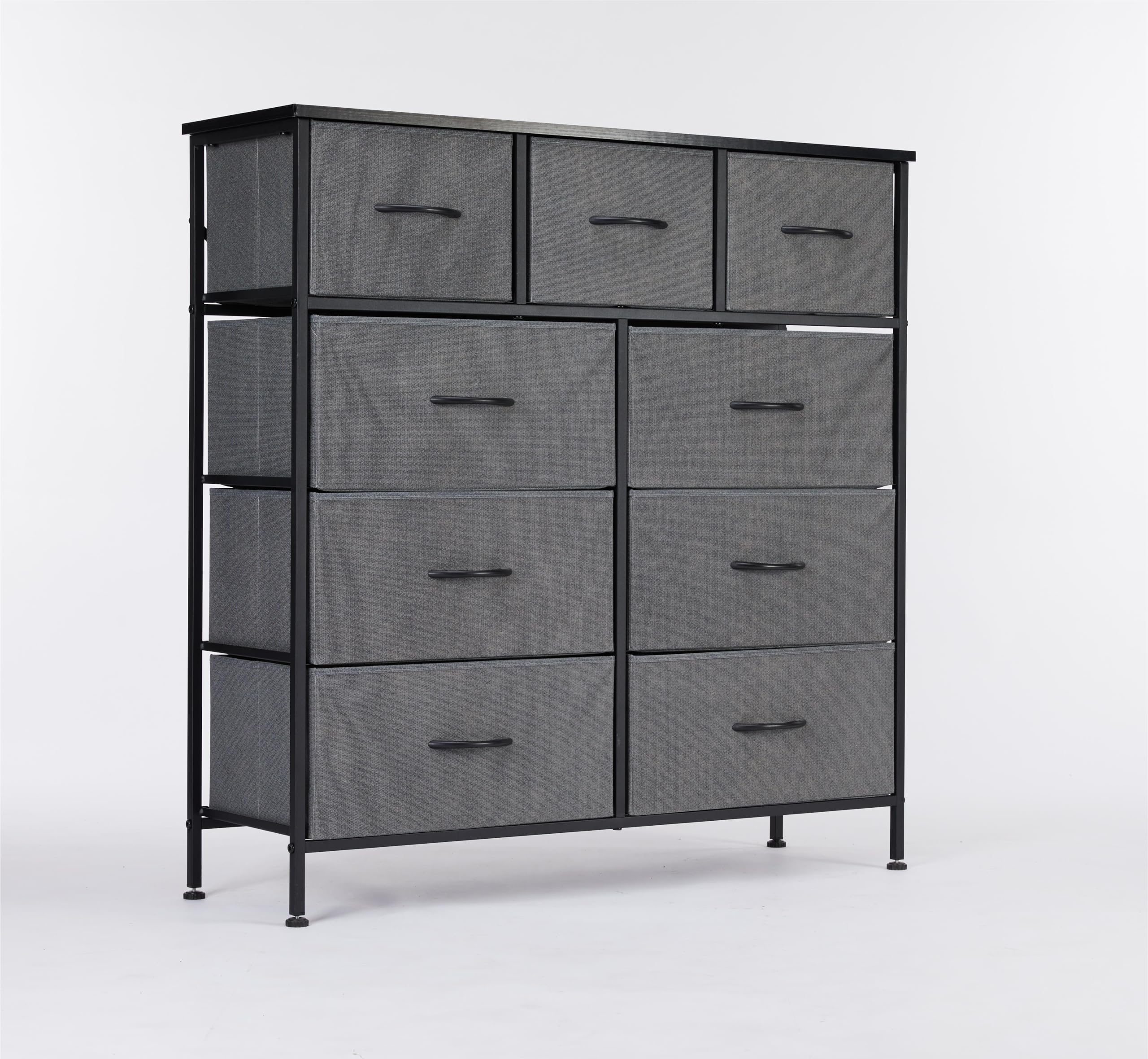 DUMOS Dresser for Bedroom, Dressers & Chests of Drawers Dresser Organizer, Wood Top Table Furniture with 9 Fabric Storage Tower Unit, Chest of Drawers for Closet, Living Room, Hallway, Porch