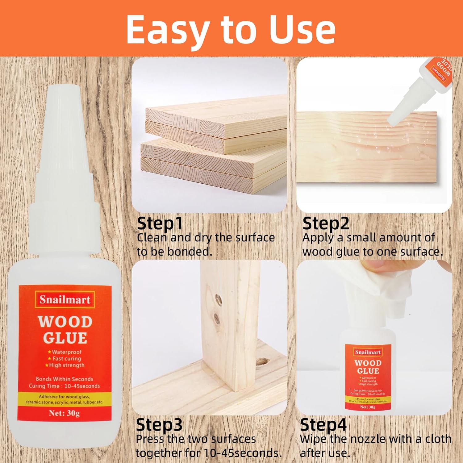Wood Glue,90g Clear Carpenter Glue,Super Glue for Wood, Fast Drying Wood Glue for Craft, Metal,Furniture, Wood, and DIY(Pack of 3)