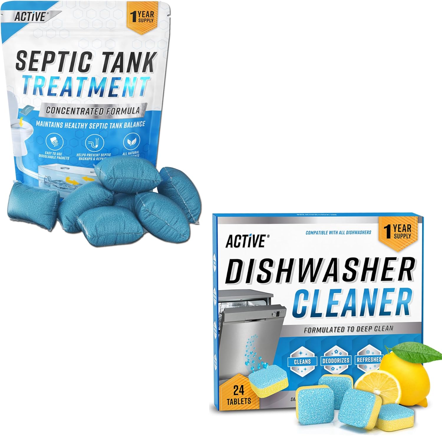 ACTIVE Dishwasher Cleaner And Septic Tank Treatment Pods
