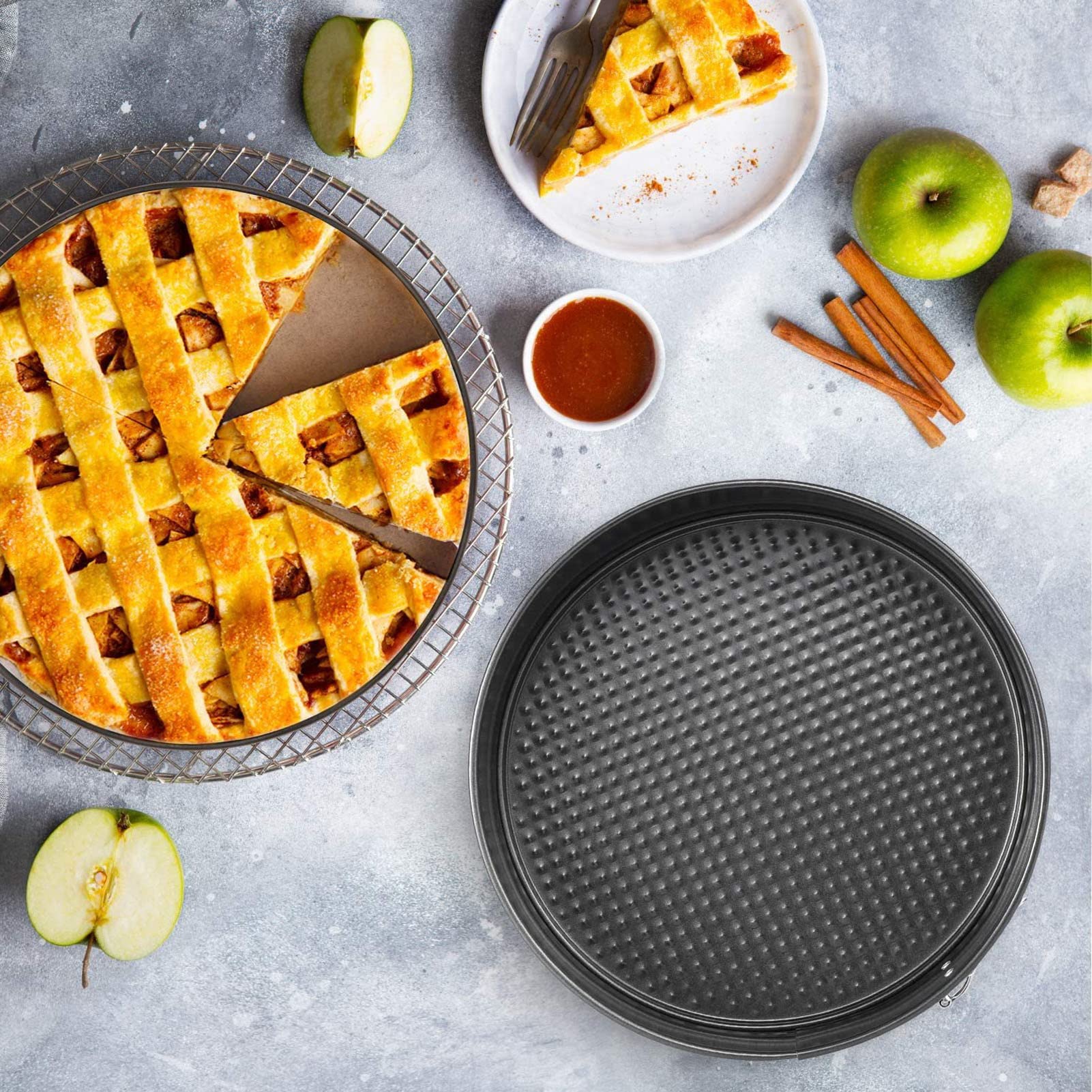 Molde Desmontable，20/22/24cm Moldes Para Pasteles，Molde Tarta De Queso，Juego de 3 Molde Redondo，Molde repostería Redondo con Revestimiento Antiadherente，para Hornear Pasteles de Queso