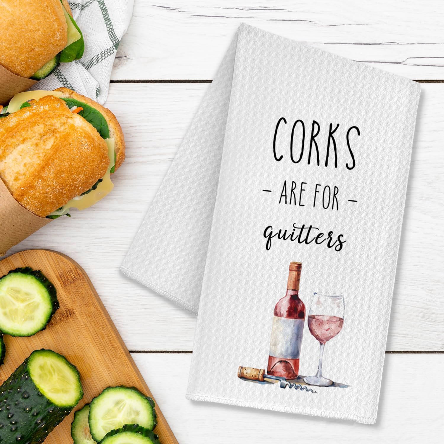 Funny Wine Kitchen Towels,Wine Gifts for Women Men,Funny Bar Dish Towels for Kitchen Decor,16x24 Inch - Image 3