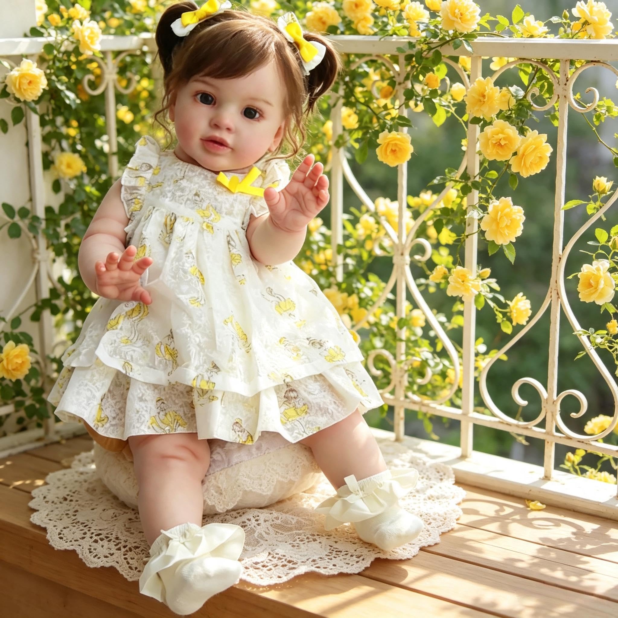 RXDOLL Reborn Baby Dolls 26 cali, miękki winylowy korpus z tkaniny, duży rozmiar, prawdziwie wyglądające odrodzone niemowlęta, realistyczna dziewczynka z ukorzenionymi włosami, realistyczna lalka