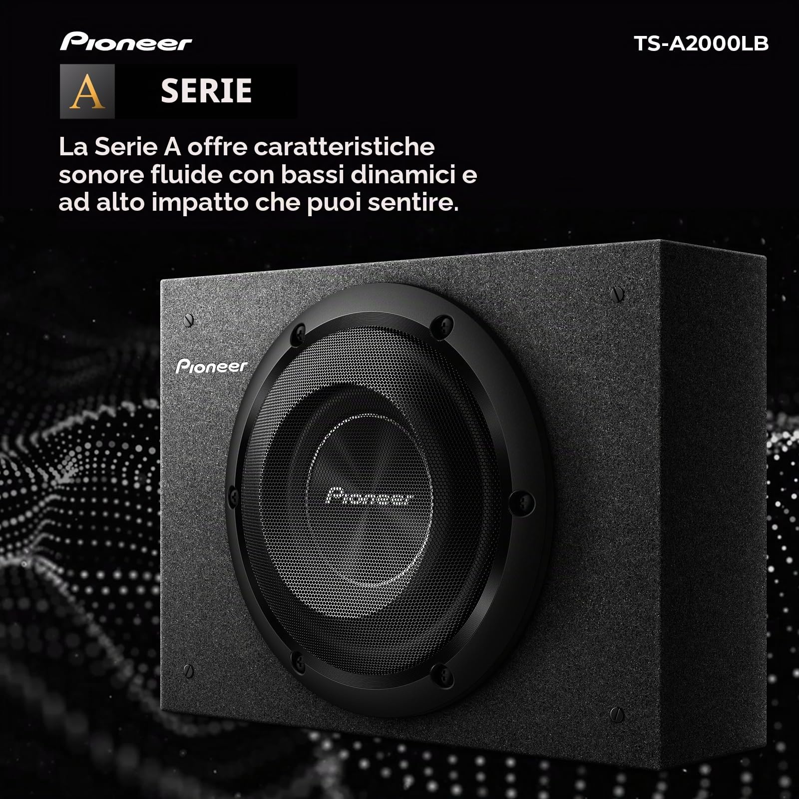 PIONEER TS-A2000LB - Subwoofer passivo, potente alloggiamento subwoofer con potenza massima 700 W, 20 cm, membrana IMPP, colore nero, potenza di uscita continua 250 W