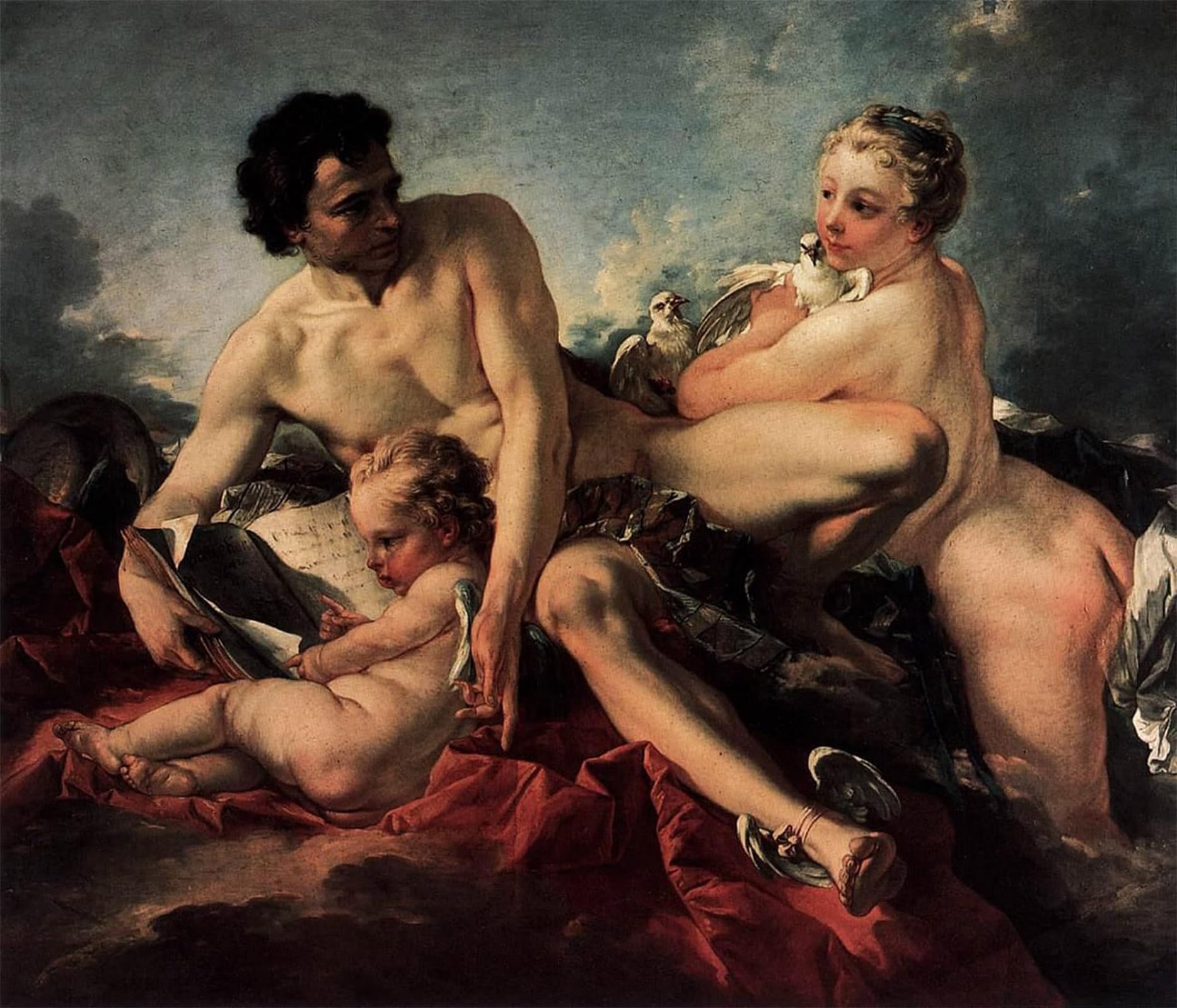 SERENDIPITP Vintage Picture Print on Canvas Wall Art Poster The Education of Cupid by François Boucher Artwork Print Poster for Wall Decor 60x90cm