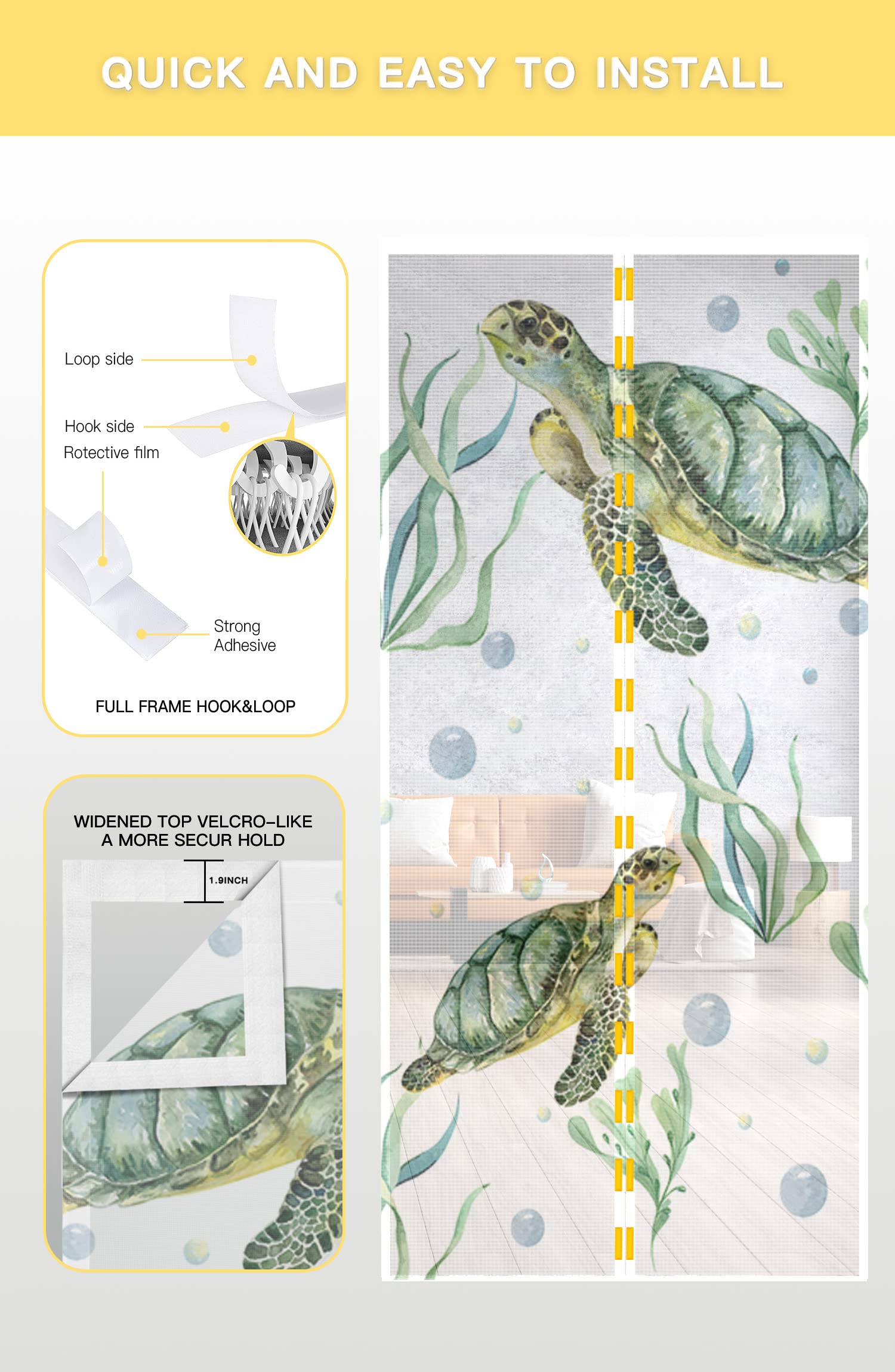 7 Set Ocean Screen Saver Magnets - Turtle, Dolphin, Starfish Decorative Stickers For Sliding Doors - View #4