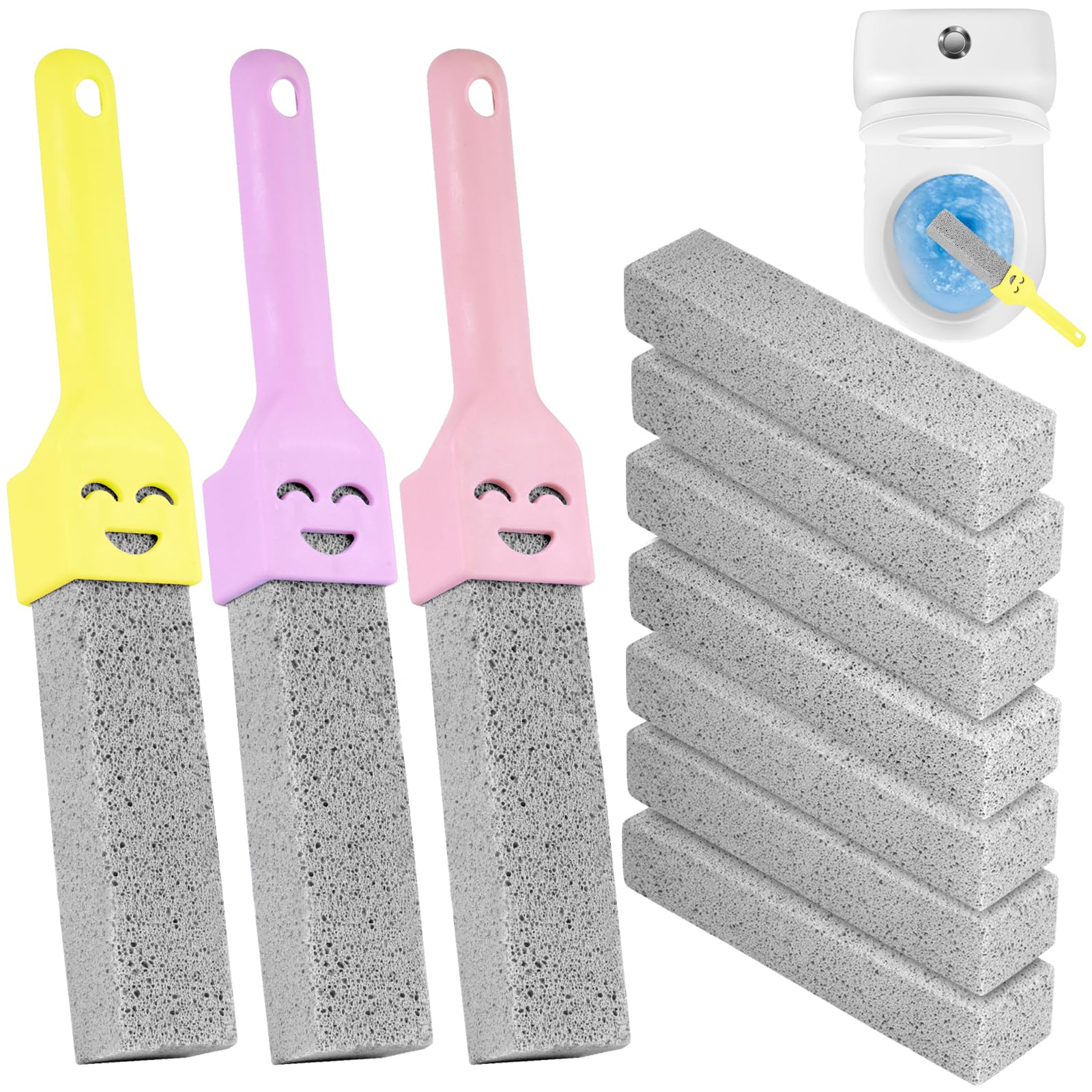 Nadinsta Bimsstein-Set Für Toilettenreinigung – 7 Steine + 3 Griffe, Natürlich & Kratzfrei