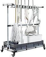 Vista 1 de Generic Carrito de limpieza multifuncional y organizador de herramientas - Soporte para escoba y fregona