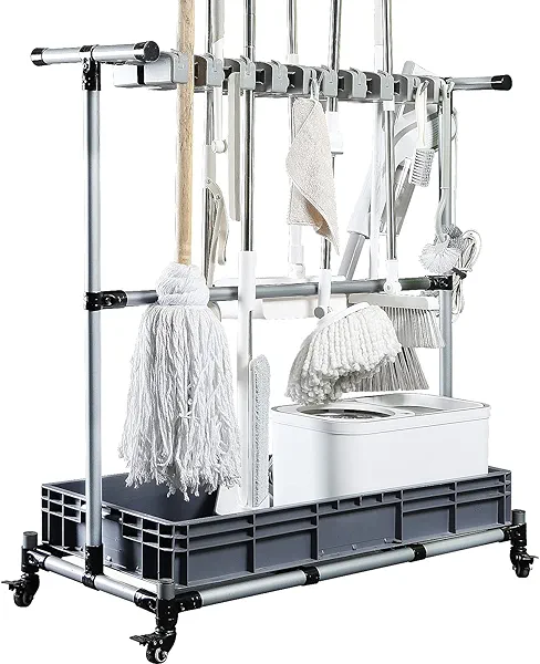Generic Multifunctional Cleaning Cart and Tool Organizer - Broom and Mop Holder