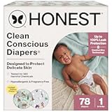The Honest Company Clean Conscious Diapers for Delicate Skin &vert; Up to 100&percnt; Leakproof &vert; Hypoallergenic&comma; Fragrance Free &vert; Winter &apos;25 Limited Edition Prints &vert; Club Box&comma; Size 1 &lpar;8-14 lbs&rpar;&comma; 78 Count
