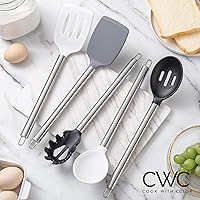 Vista 2 de COOK WITH COLOR - Juego de utensilios de cocina de silicona, 5 piezas, fáciles de limpiar, utensilios de cocina para batería de cocina antiadherente