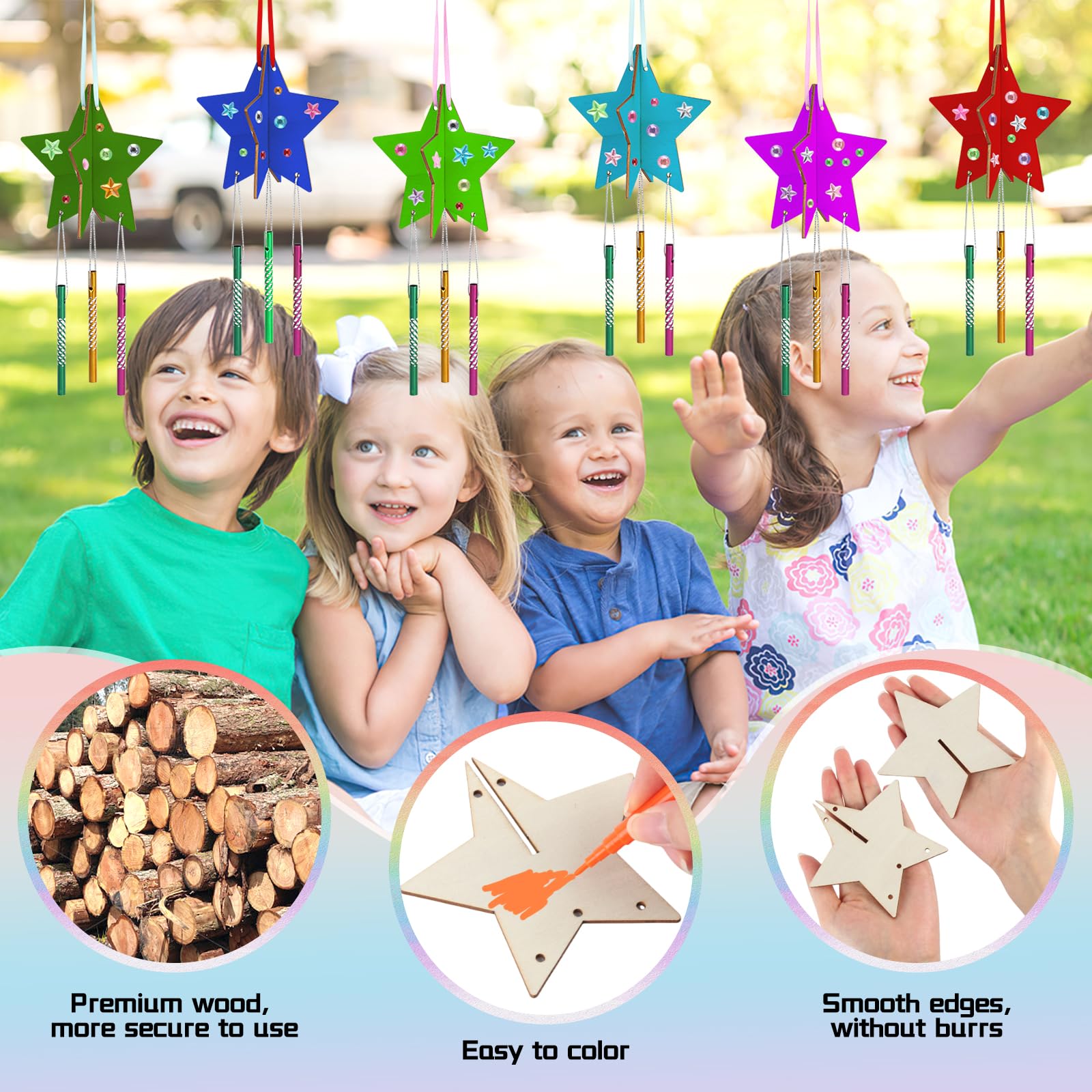 DIY Windspiel Bastelset - 10 Sternchen Zum Bemalen Für Kreative Kinder