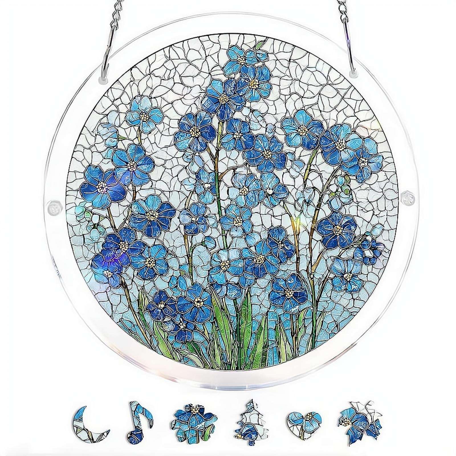 Acrylic Puzzles Suncatcher Window Hanging,83Pcs Sun Catcher Acrylic Puzzles Garden Decoration,Sun Catcher Stained Glass AcrylicPuzzle Decoration,for Women Men Birthday Mother's/Father's DayGift — view 17