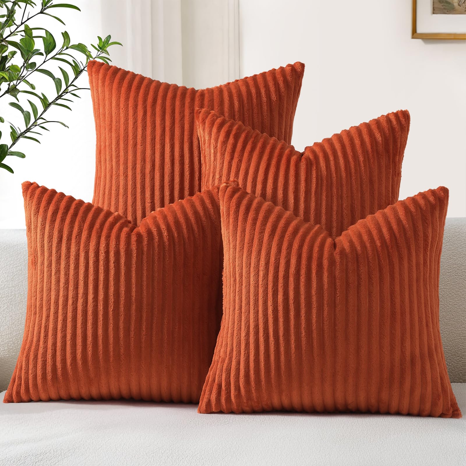 Housses de coussin douces en flanelle rouille pour rénover un canapé fatigué