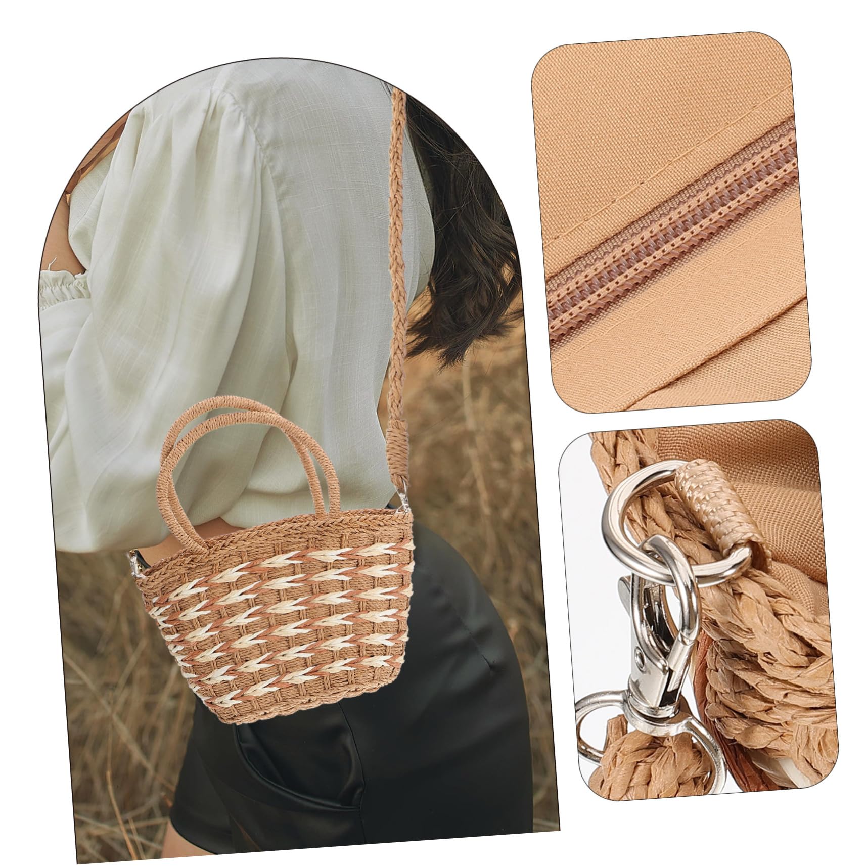 Woven Tote Bag in Corda di Carta Intrecciata, Capienza Ampia | Trama Mesh Hollow e Intrecciata, Borsa a Spalla da Donna per Shopping e Party, Atmosfera Estiva