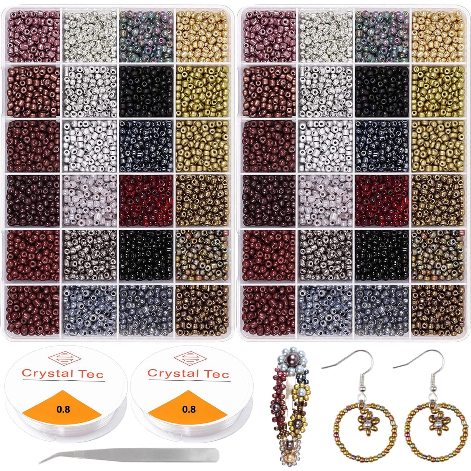 Prettme B Pack Of 8000 4 Mm Seed Eads For Racelets, Glass Eads For Threading, Diy Racelets, 6/0 Craft Eads For Jewellery Making, Diy Necklace, Earrings And Crafts