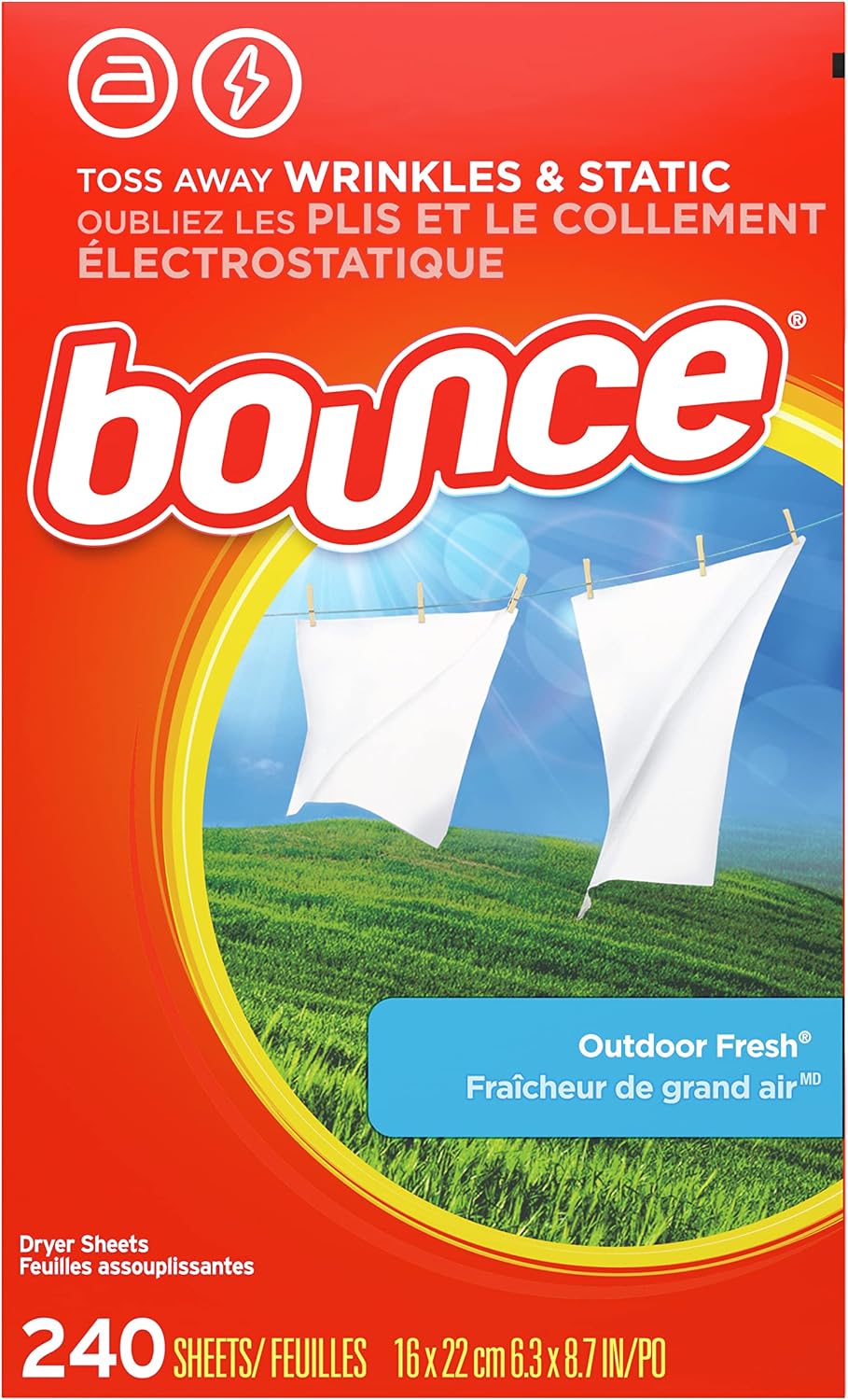 Bounce Fabric Softener Sheets, Outdoor Fresh, 240 Count