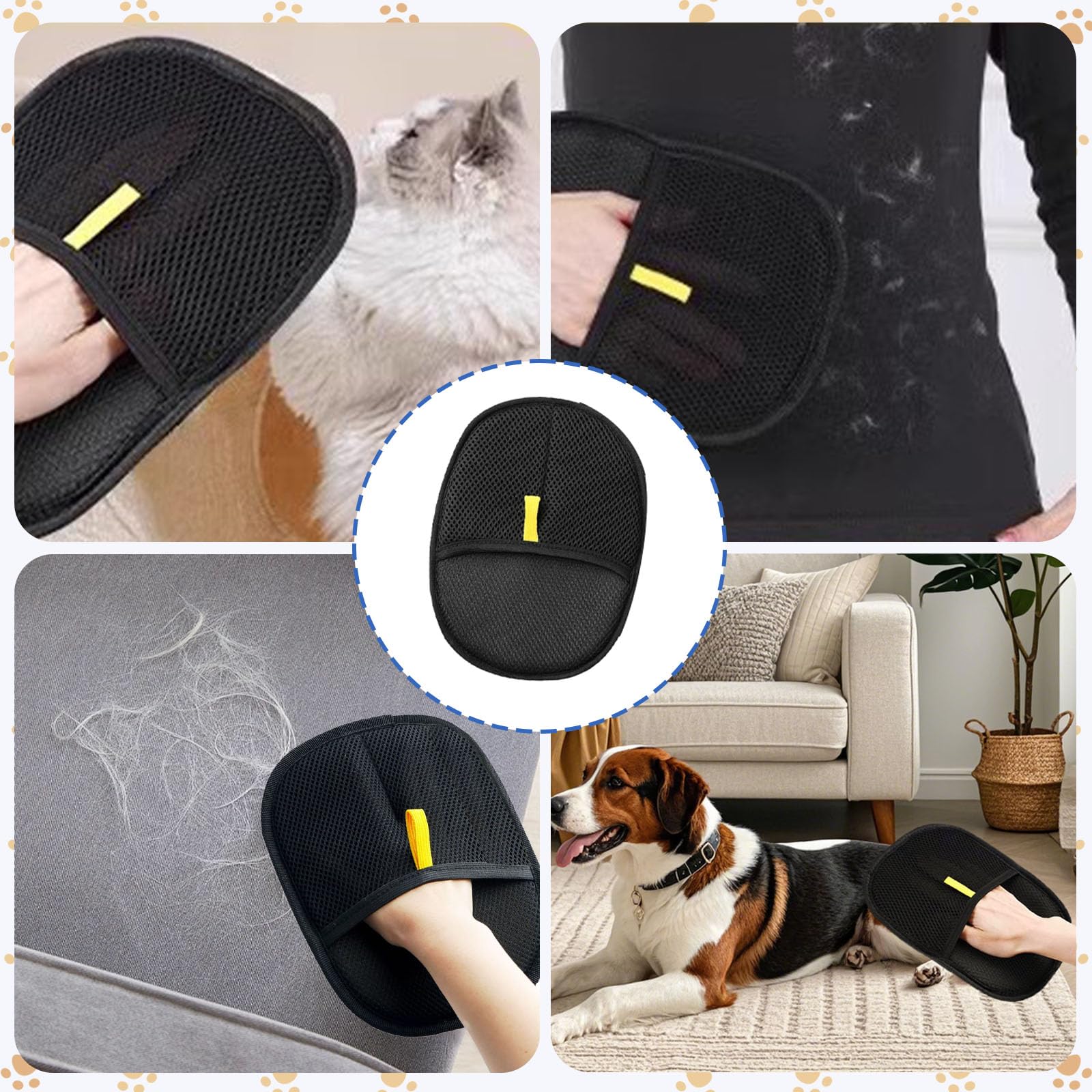 3Pcs Pet Grooming Gloves for Cats & Dogs, Double Sided Static Brush Design, Removes Hair with One Wipe, Gentle Washing - Image 3