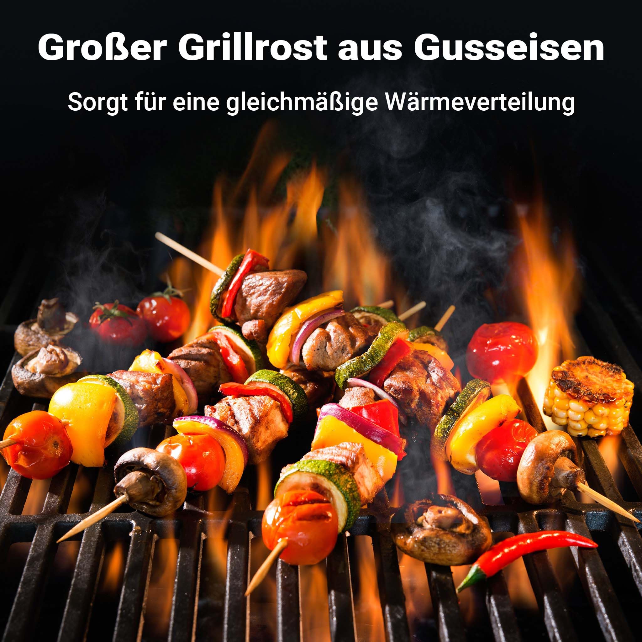Wiltec Set 2x Griglia in ghisa, forma a mezza luna, 46,7 x 22,8 x 0,9 cm, per barbecue, bistecchiera, ideale per grigliare carne, pesce, verdure