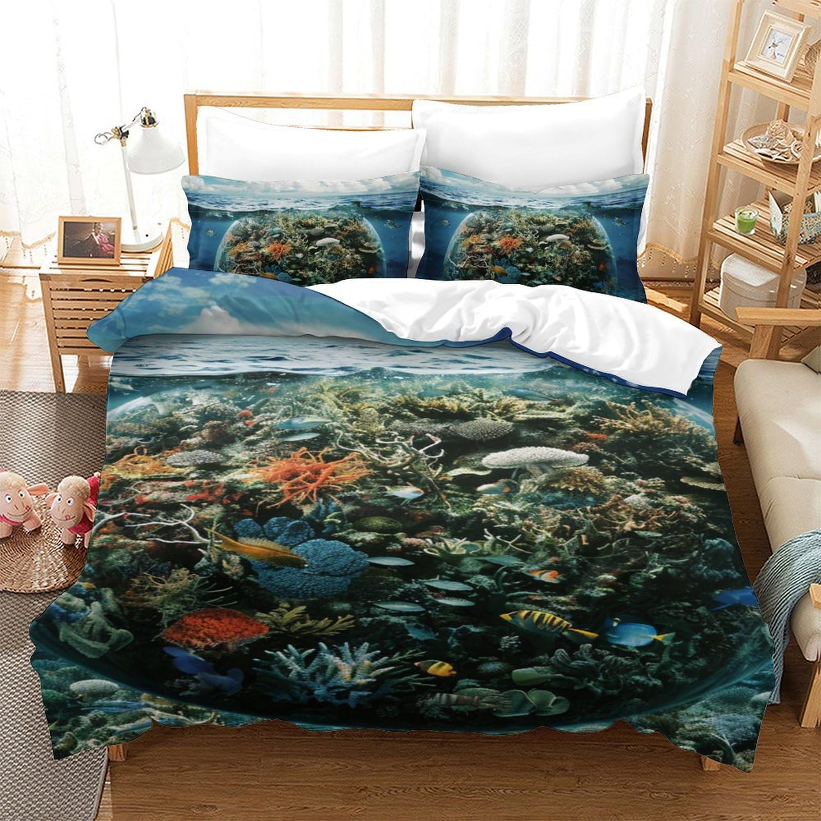 Parure de lit Planète Bleue en microfibre douce pour stopper la transpiration nocturne
