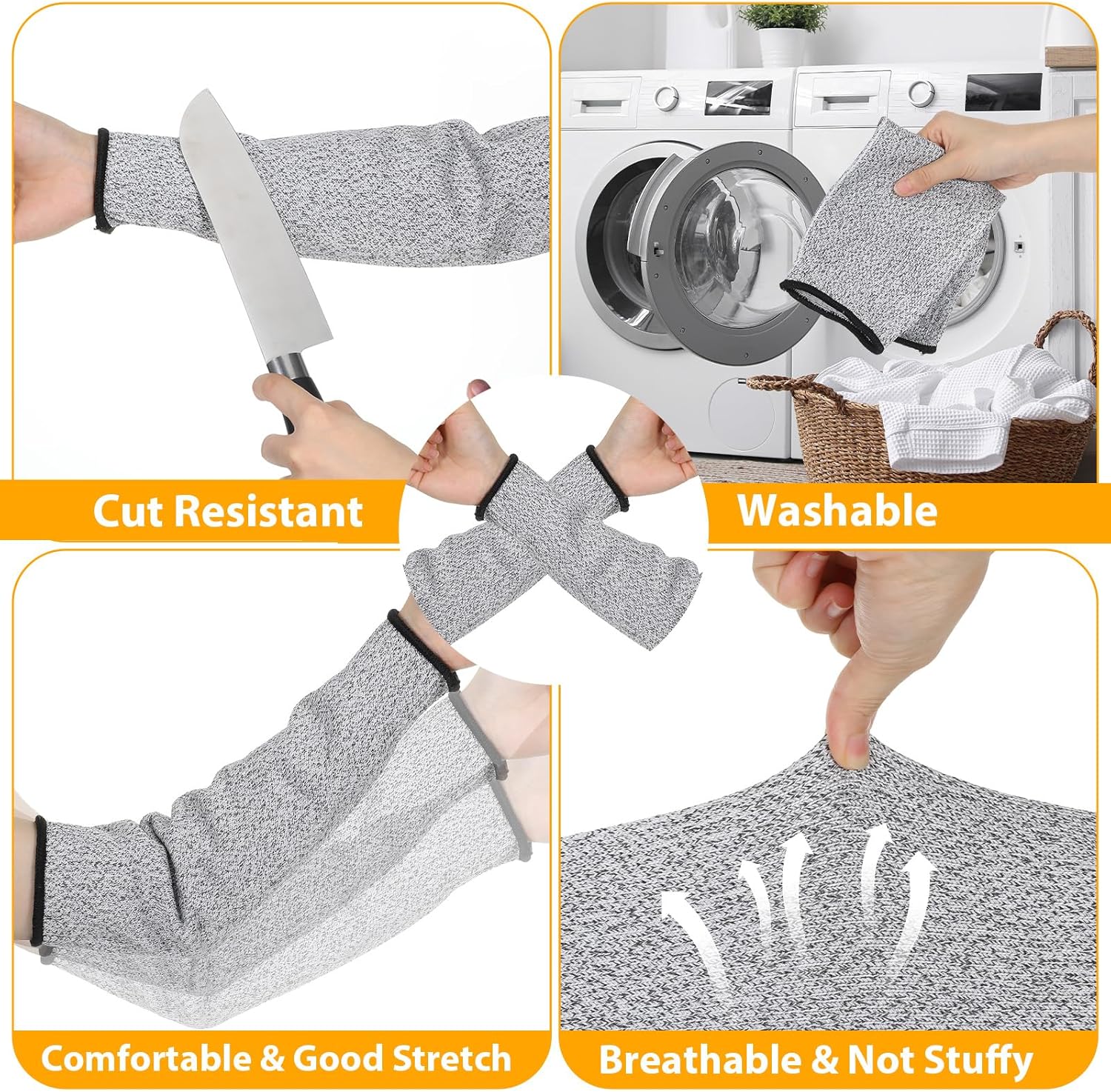 2 Pcs Arm Protectors for Thin Skin and Bruising, Cut Resistant Sleeves, Safety Arm Sleeves, Soft Arm Guards for Biting Gardening Kitchen Farm Work (Straight) - Image 3