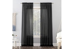 No. 918 Emily Sheer, Black 59" x 63" Curtain Panel